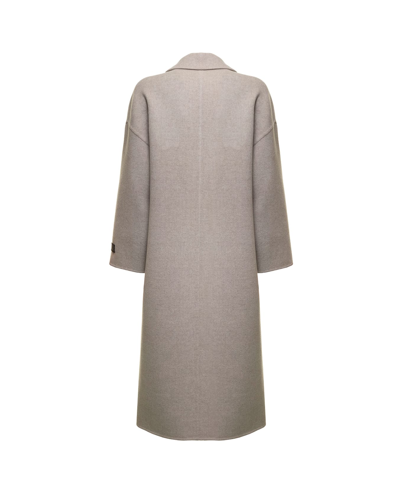 Brunello Cucinelli Double-breasted Beige Wool Coat With Monile Insert Brunello Cucinelli Woman - Beige