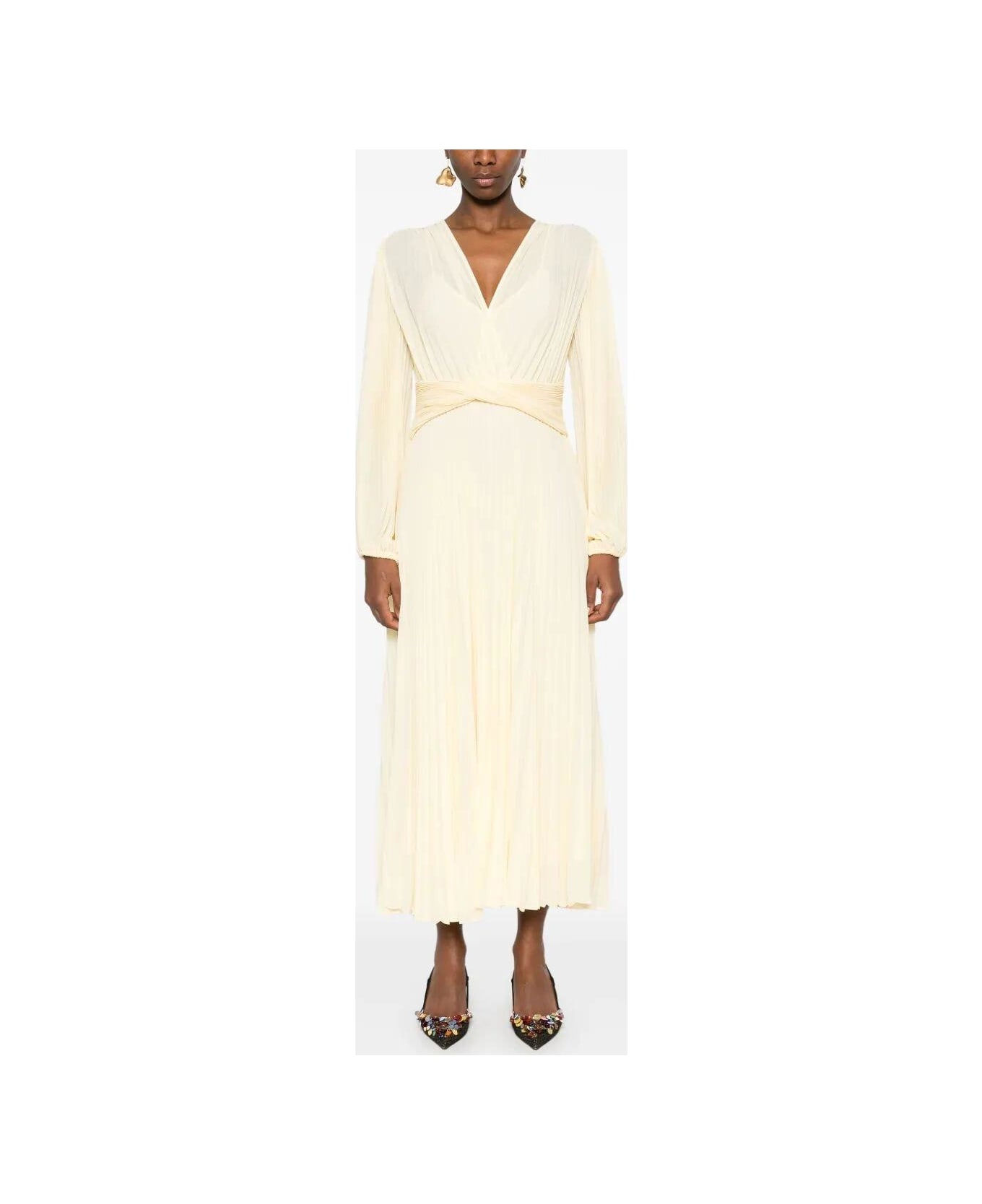 TwinSet Pleated Wrap Dress - Vanilla