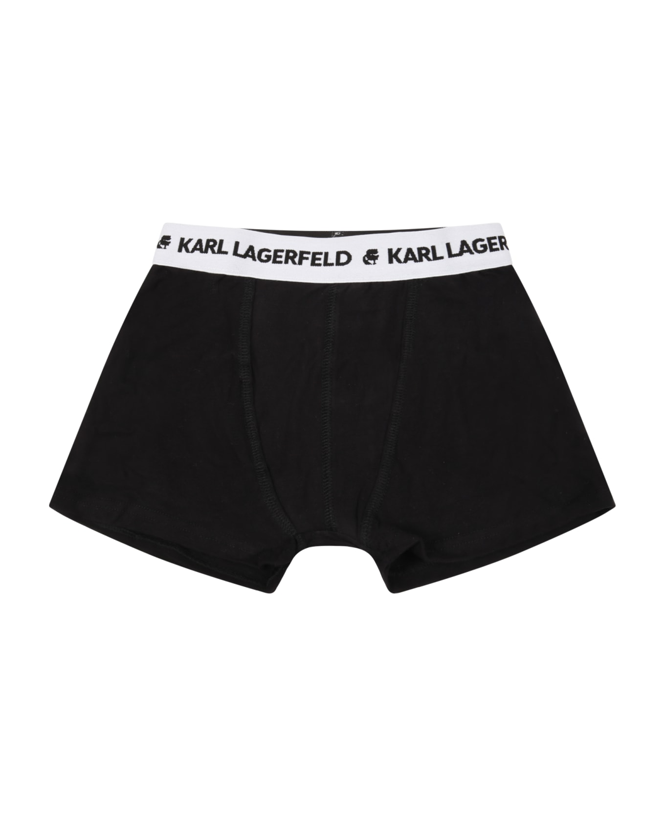 Karl Lagerfeld Kids Black Set For Boy With White Logo - Black アンダーウェア