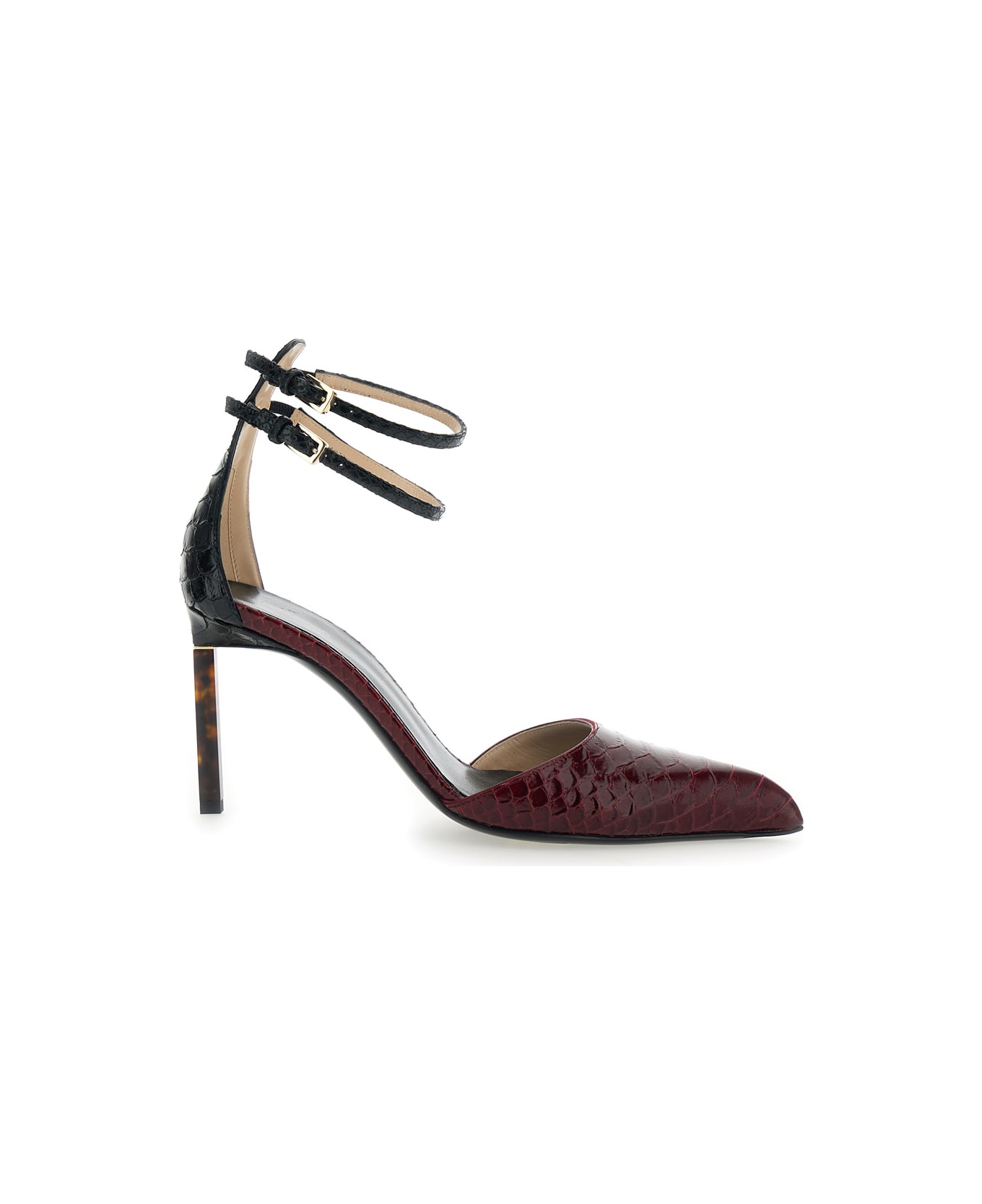 Tom Ford Bordeaux Pumps With High Stiletto Heel And Ankle Strap Closure In Leather Woman - Bordeaux