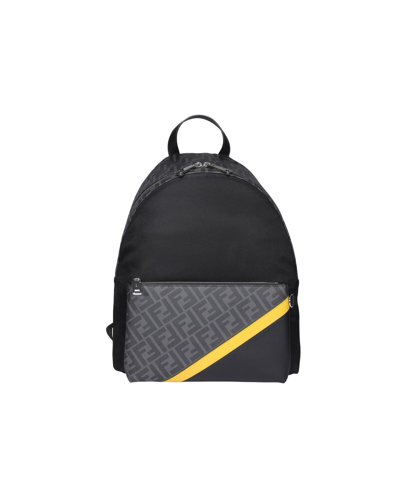Fendi Ff Motif Large Backpack - BLACK