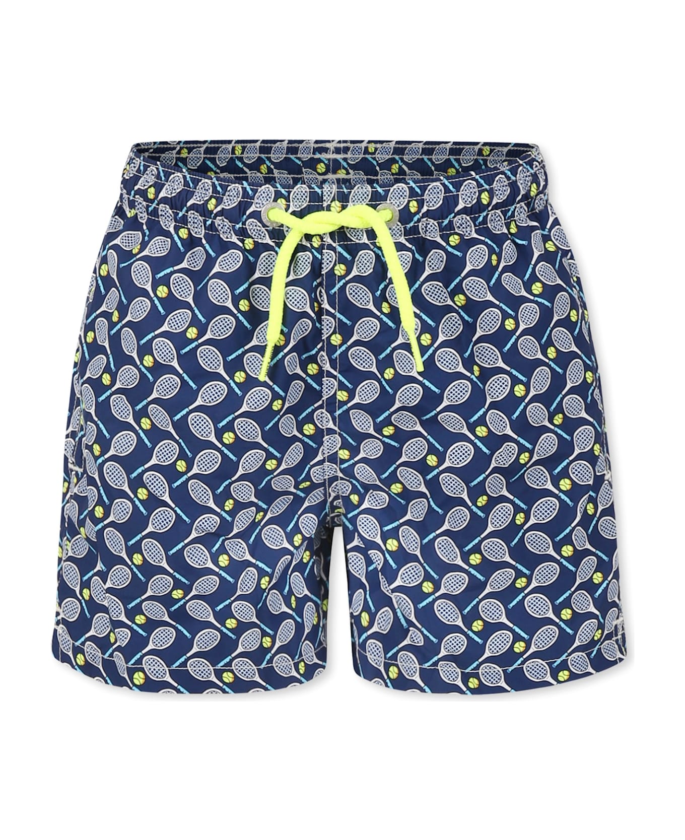 MC2 Saint Barth Blue Swim Shorts For Boy With Tennis Racket Print - Blue