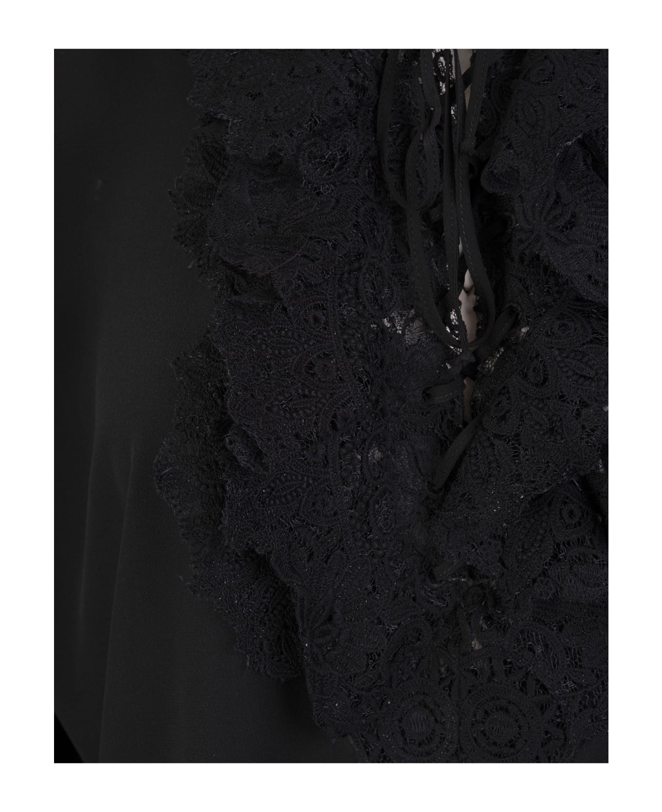 Ermanno Scervino Black Silk Shirt With Lace - Nero