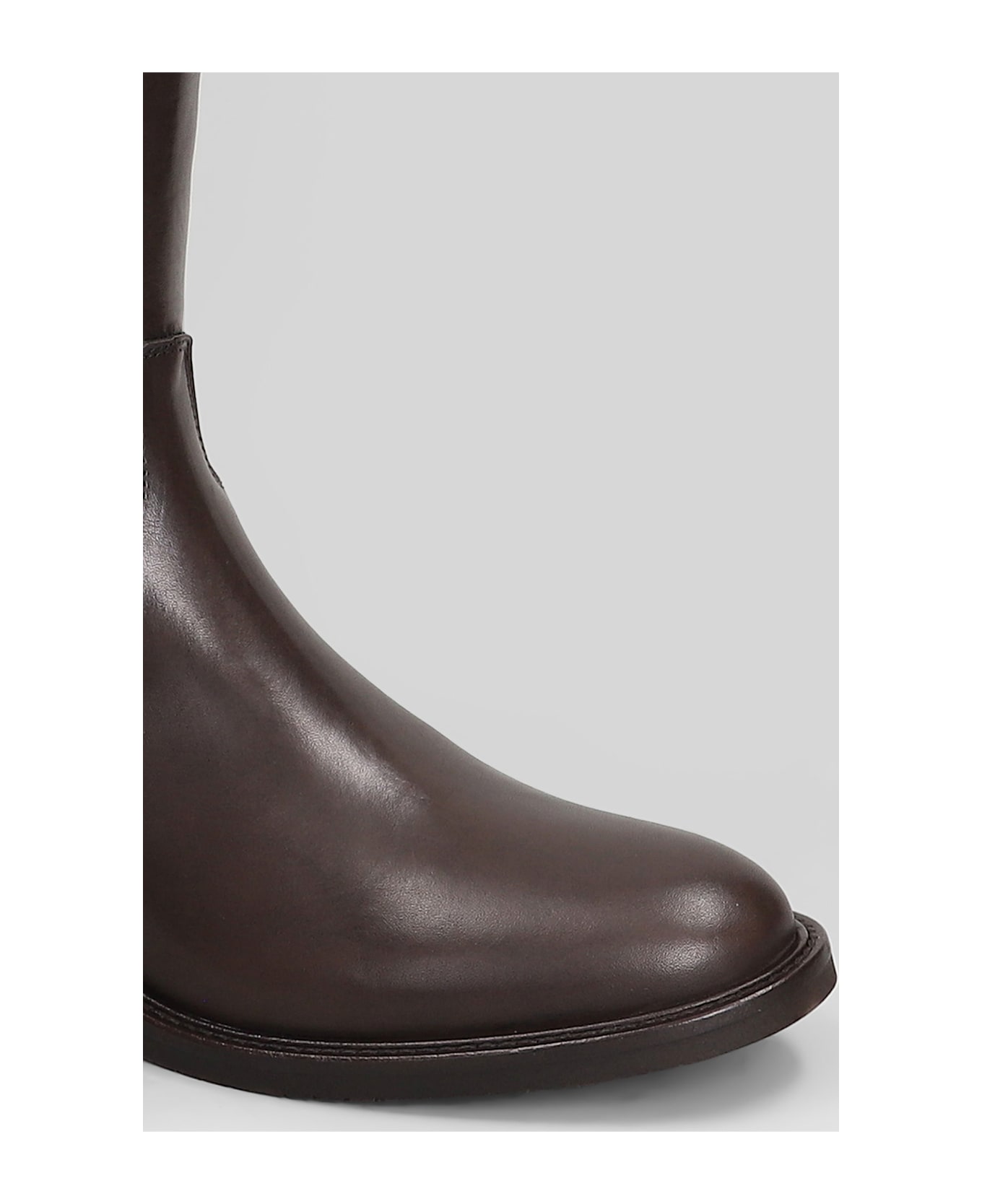 Julie Dee Low Heels Boots In Dark Brown Leather - dark brown