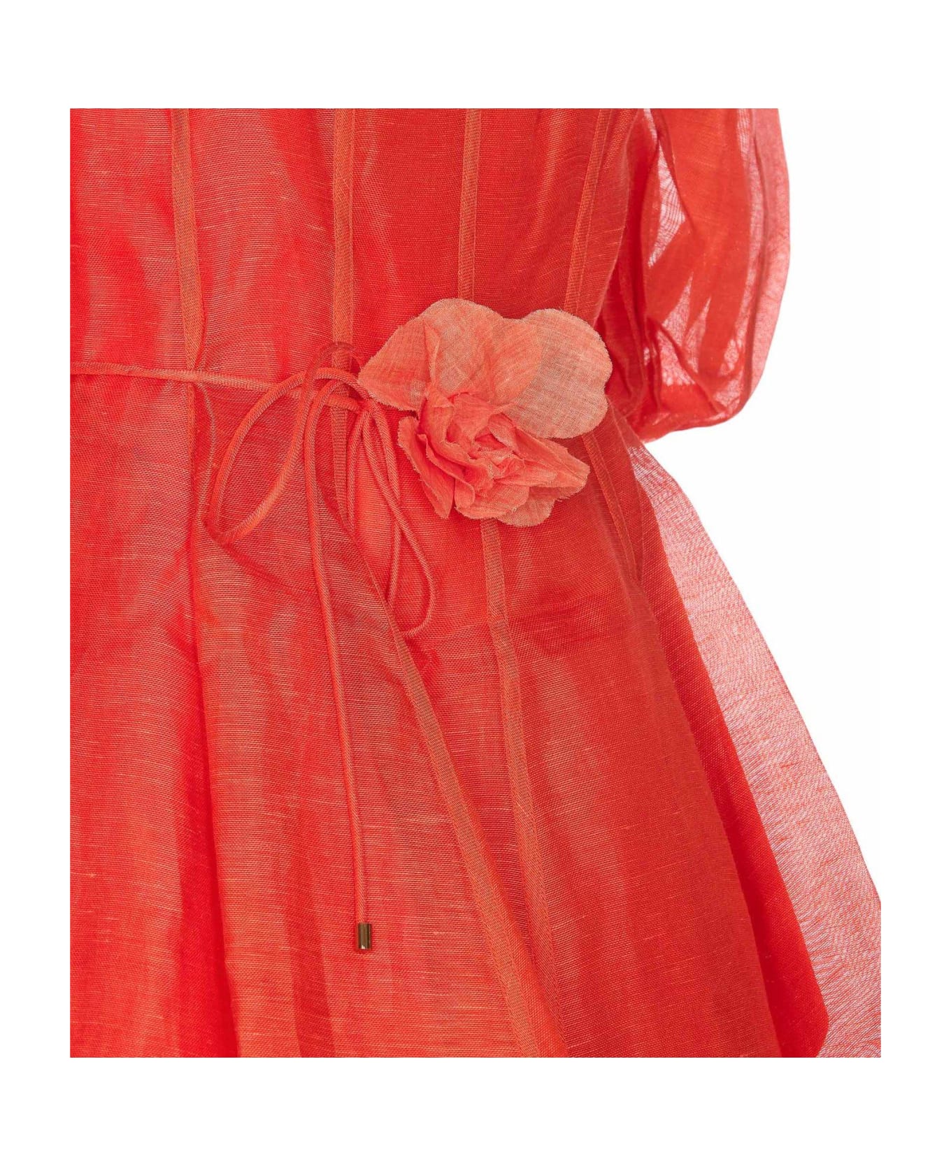 Zimmermann Tranquillity Puff-sleeved Mini Dress - Rosso ワンピース＆ドレス