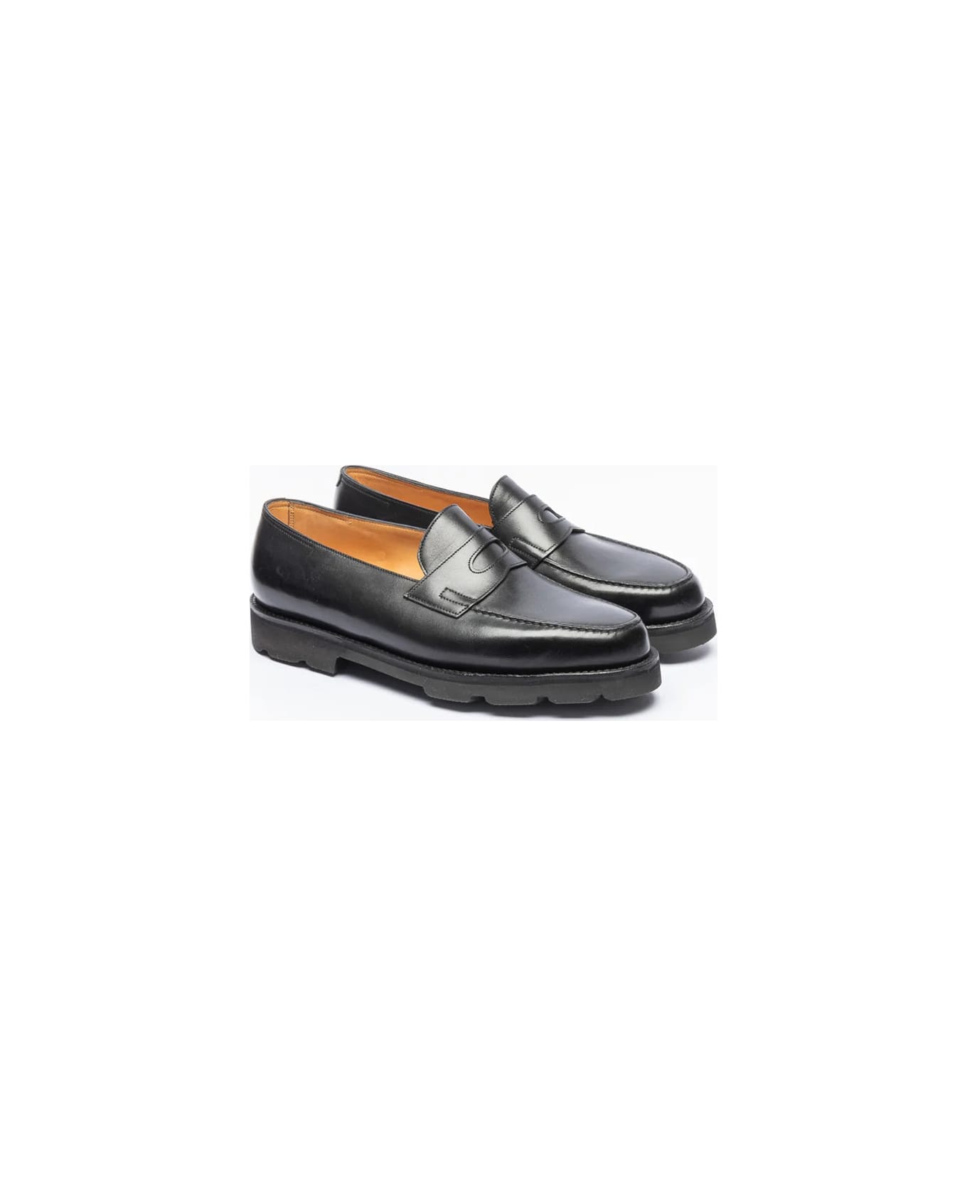 John Lobb Lopez Black Calf Loafer Rubber Sole