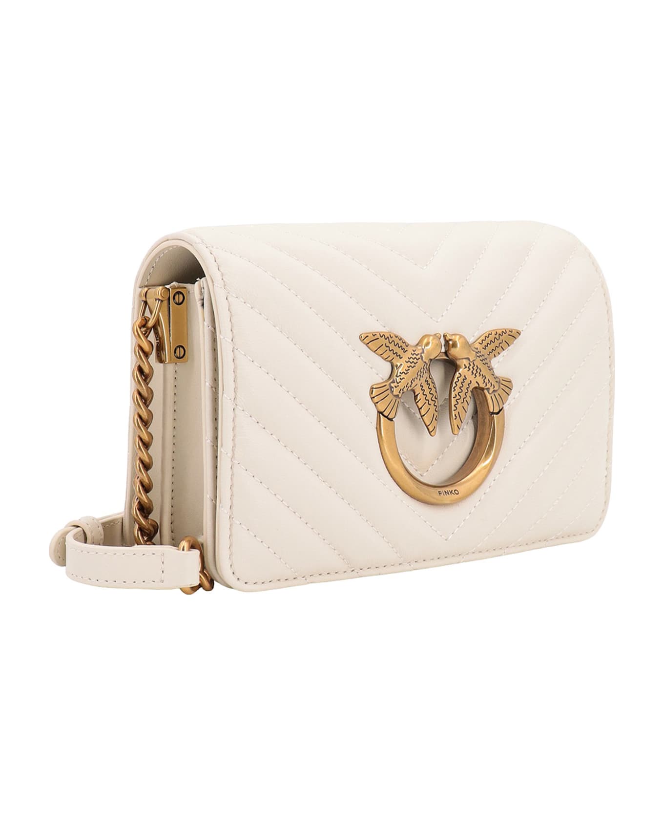 Pinko Love Click Mini Shoulder Bag - Bianco Seta