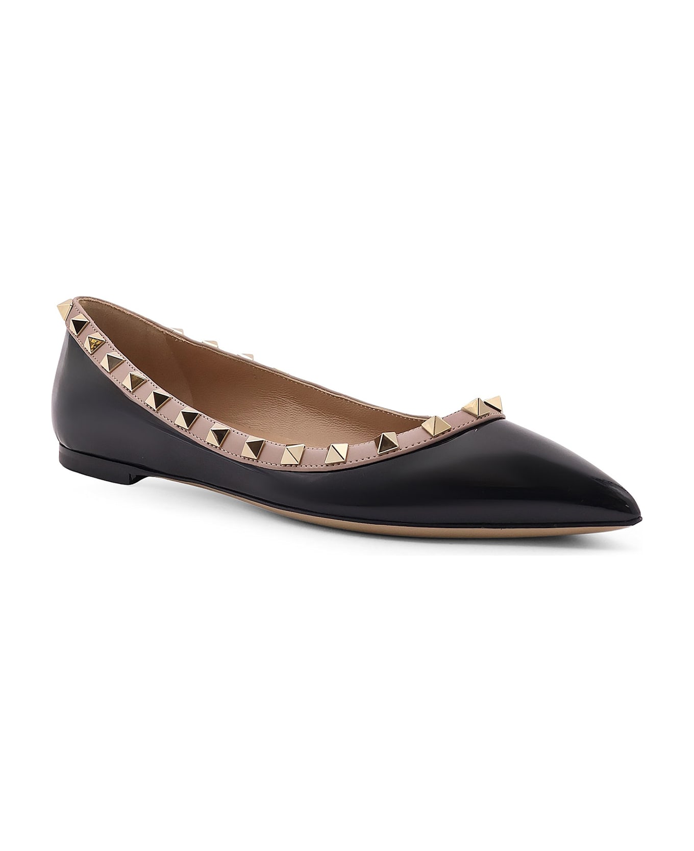 Valentino Garavani Rockstud Patent Leather Ballerinas - Black