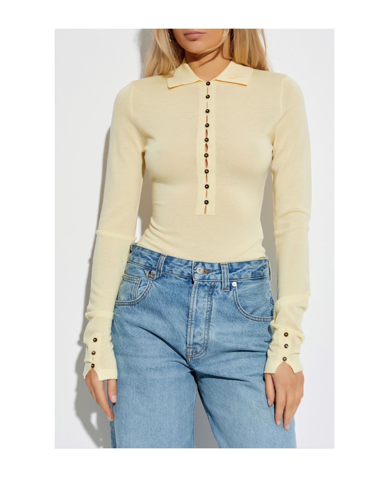 Jacquemus Merino Wool Polo Sweater 'merino Ml' - YELLOW