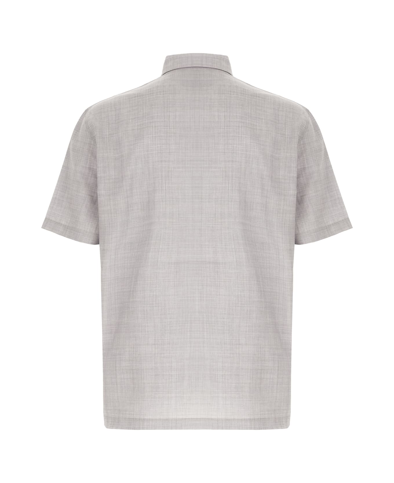 Brunello Cucinelli Embroidered Wool Polo Shirt - LIGHT GREY