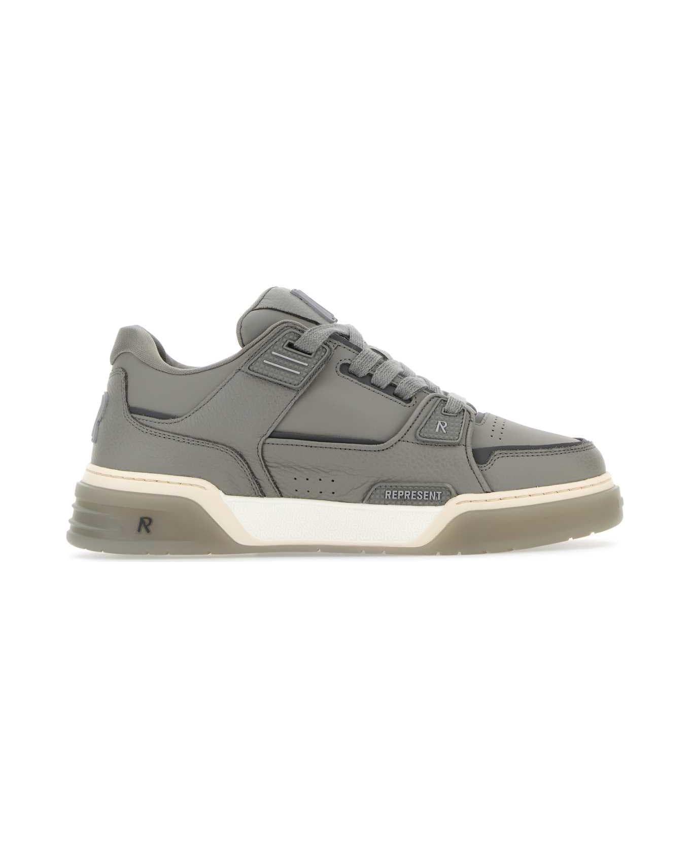 REPRESENT Dark Grey Leather Studio Sneakers - GREY