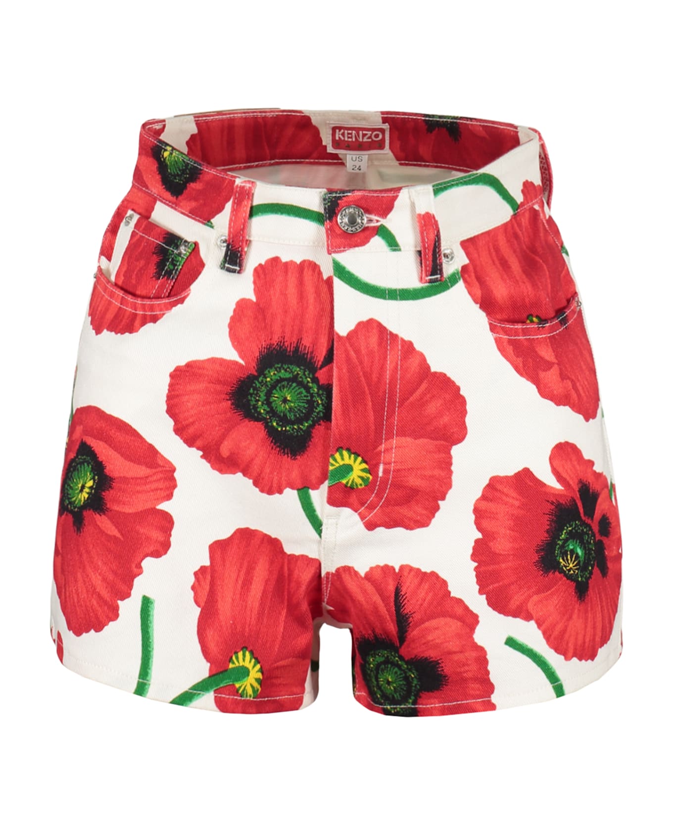 Kenzo High-rise Cut-off Denim Shorts - White