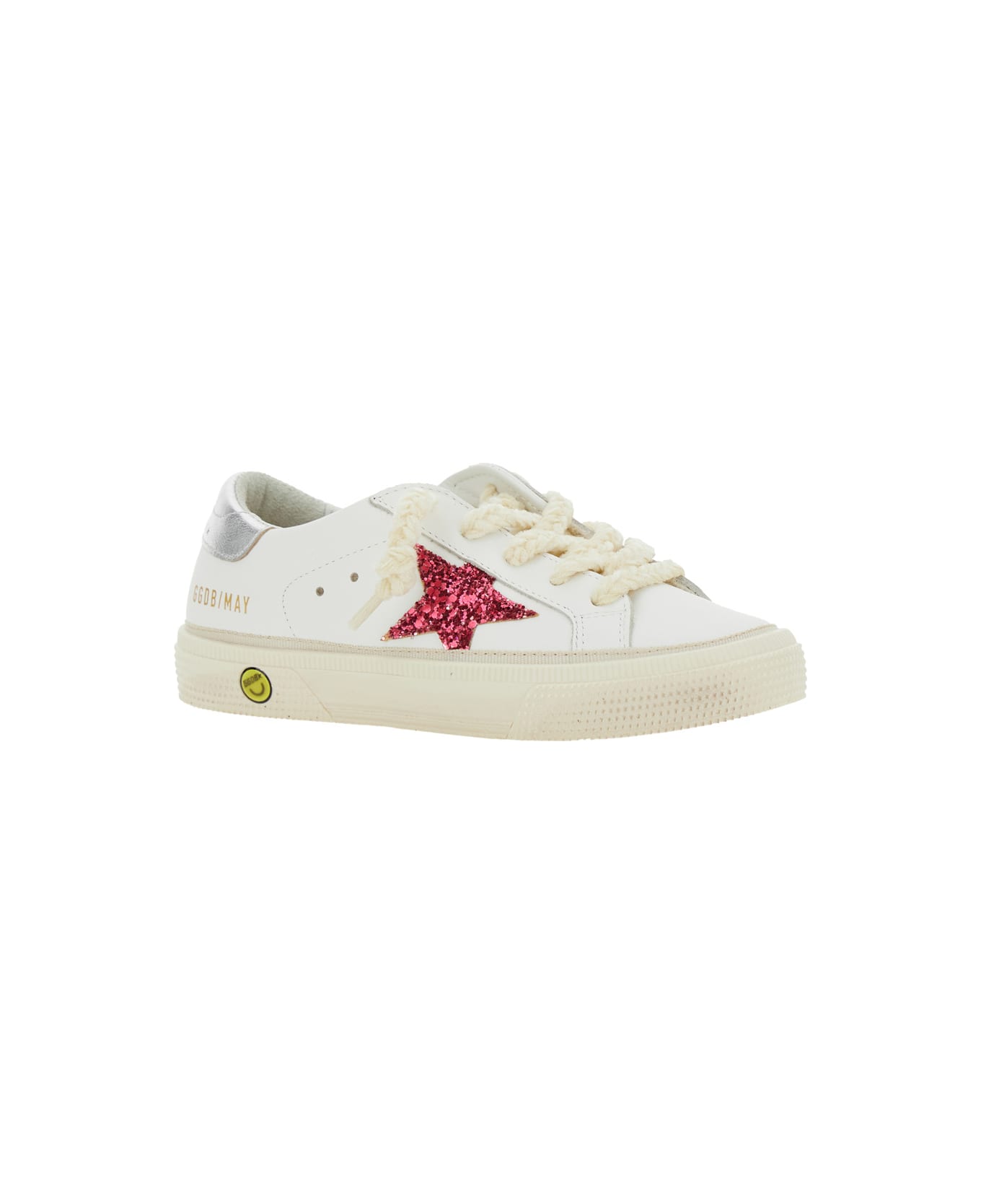 Golden Goose 'may' Sneakers With Star Patch On The Side And Laminated Heel In Leather Girl - White