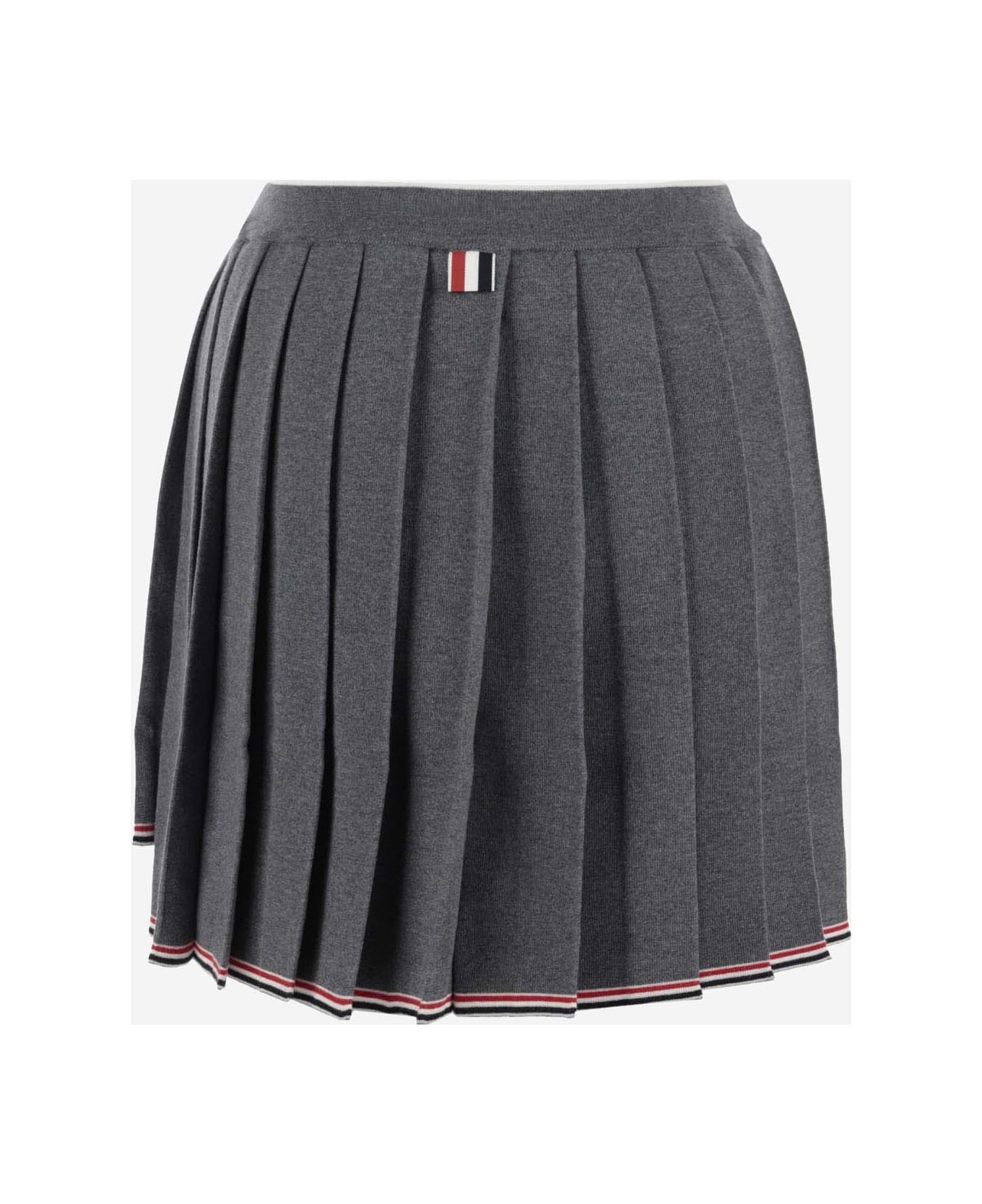 Thom Browne 'full Needle Pleated Mini' Wool Blend Skirt - GREY