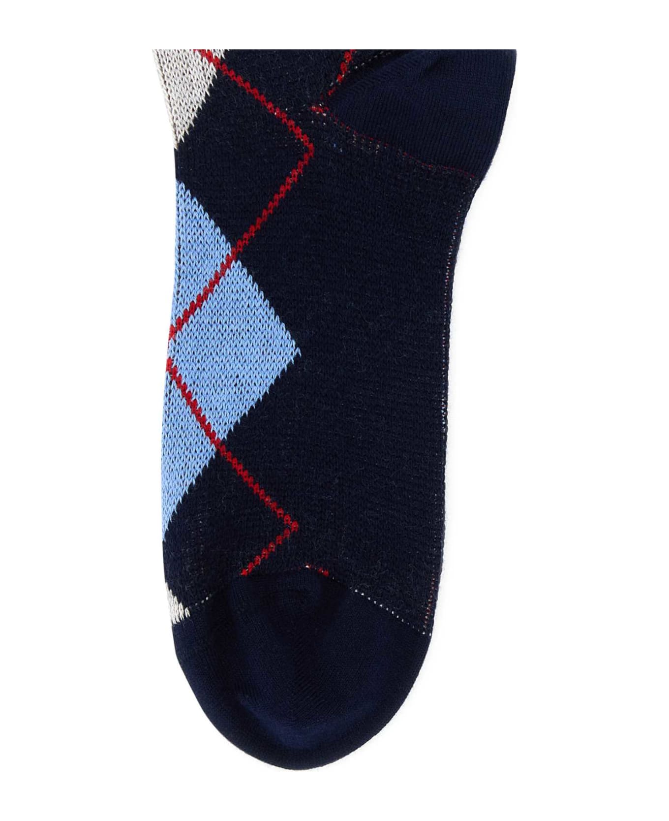 Prada Embroidered Stretch Cotton Blend Socks - BLEU