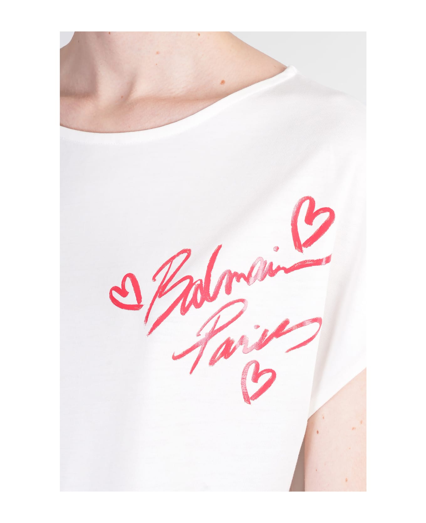 Balmain T-shirt In Beige Wool And Polyester - beige