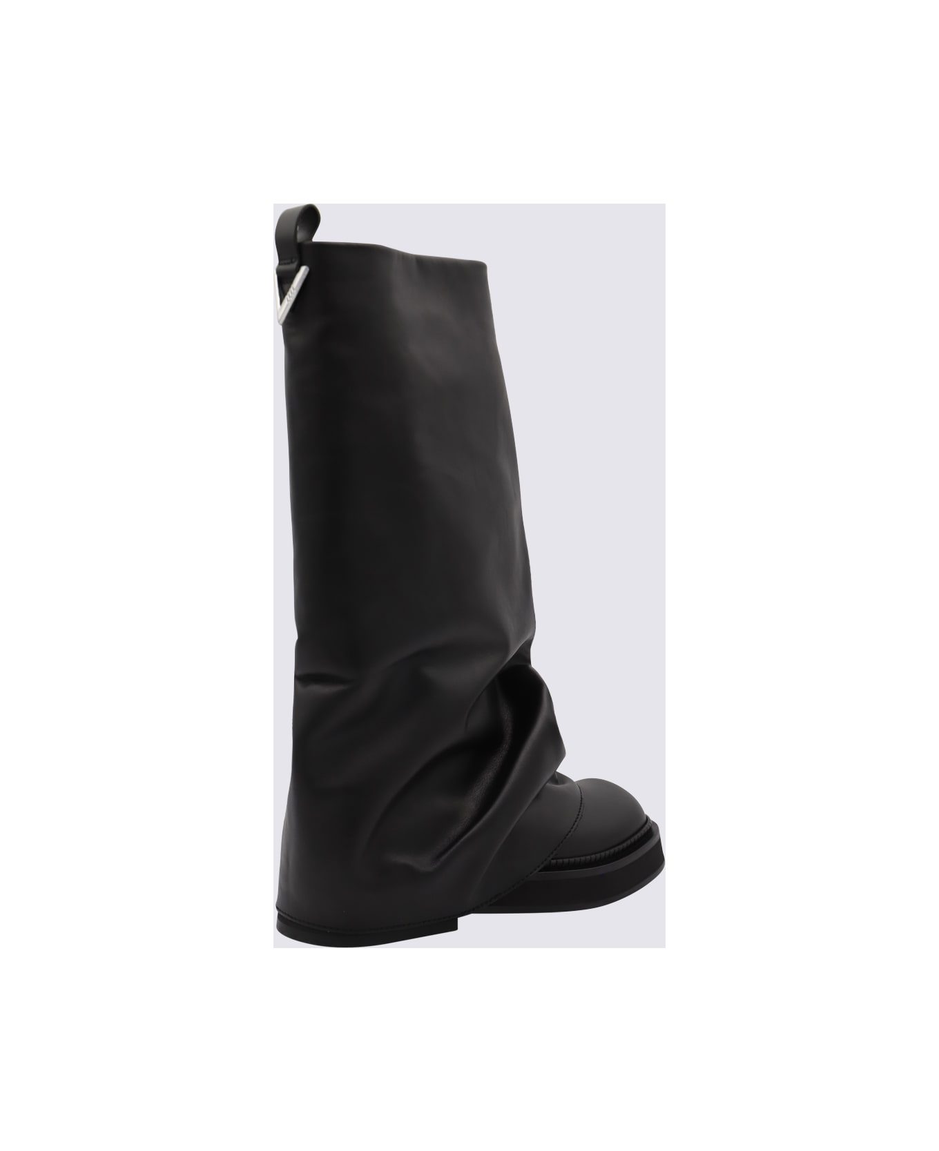The Attico Black Leather Robin Boots - Black