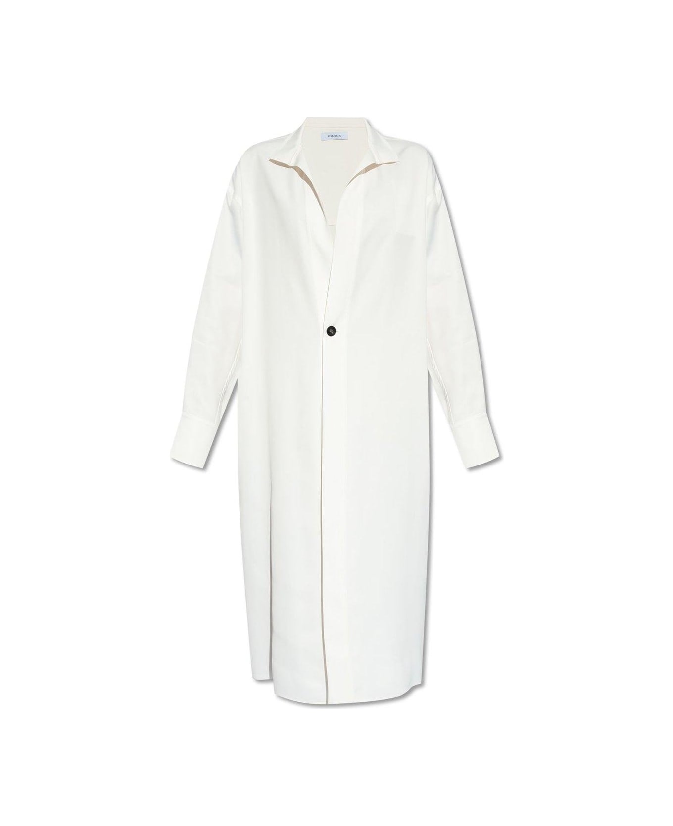 Ferragamo V-neck Shirt Dress - White コート＆ジャケット