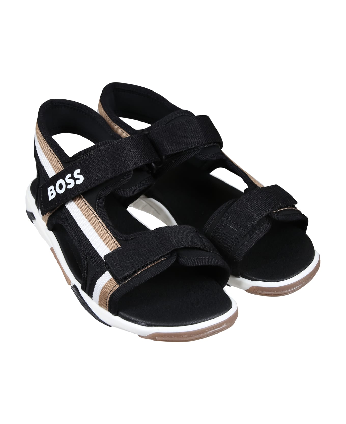 Hugo Boss Blaxk Sandals For Boy With Logo - Black シューズ