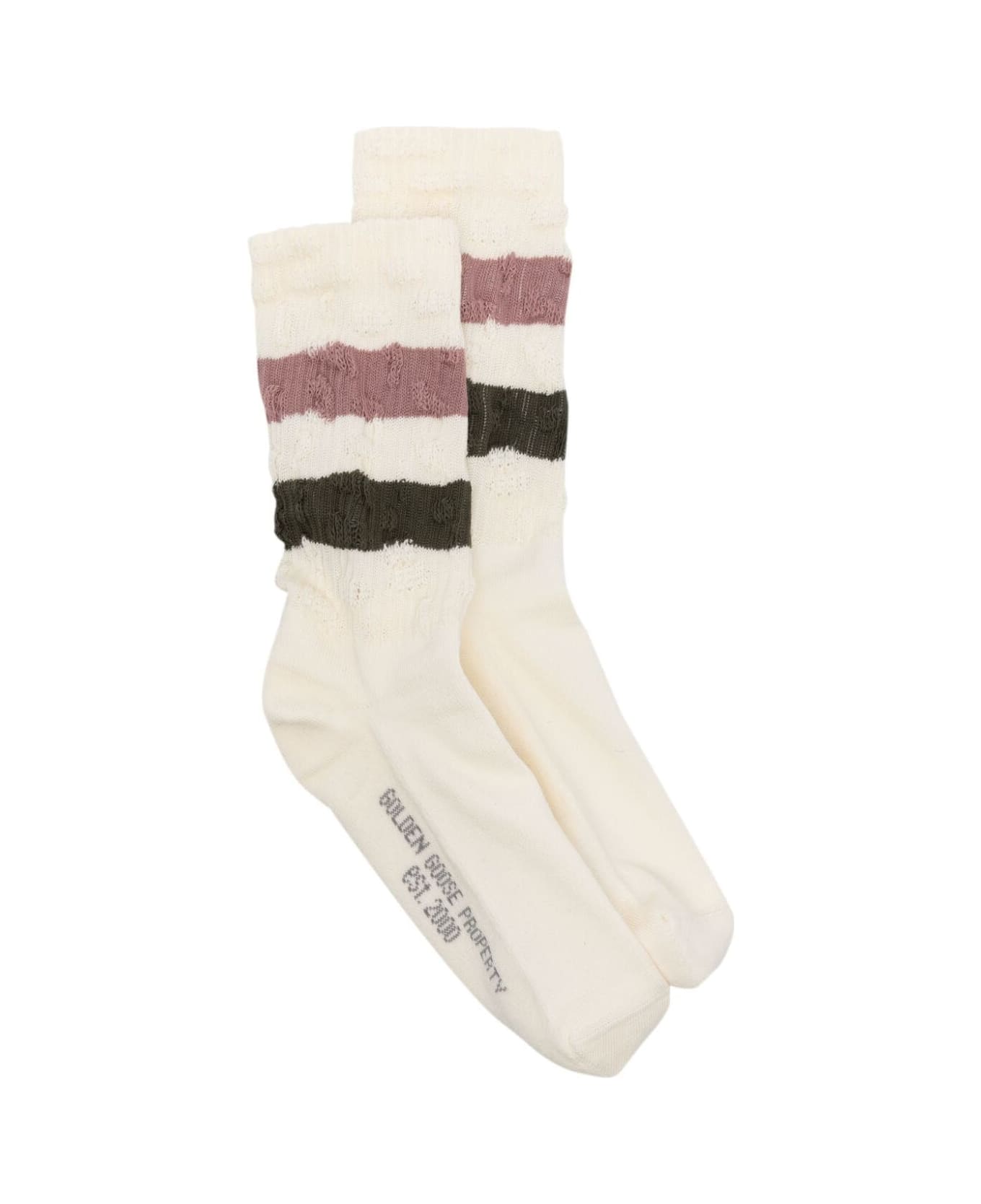 Golden Goose Socks High Rib - Vintage White Multicolor 靴下＆タイツ