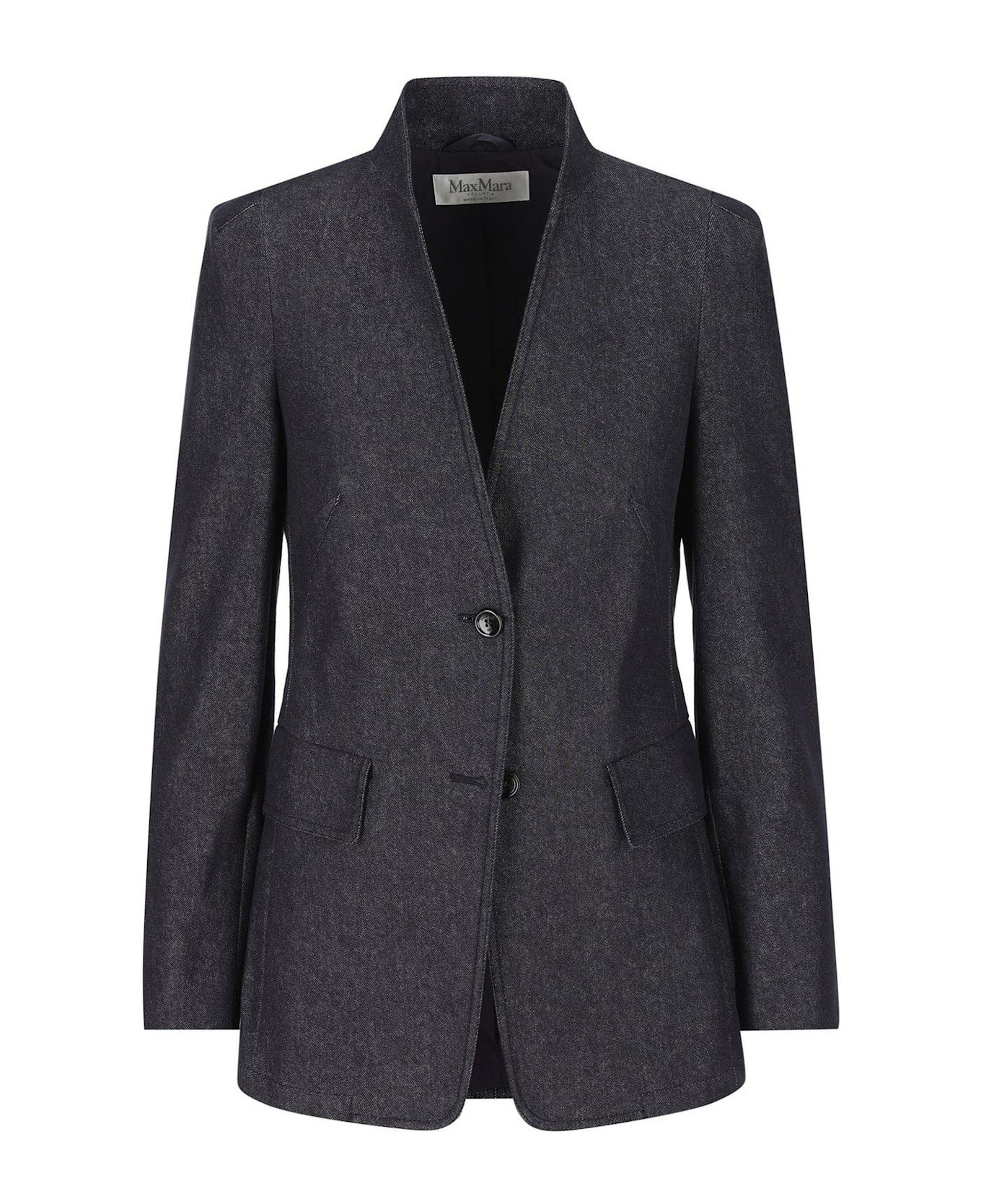 Max Mara Stand Up Collar Button-up Jacket - Blue