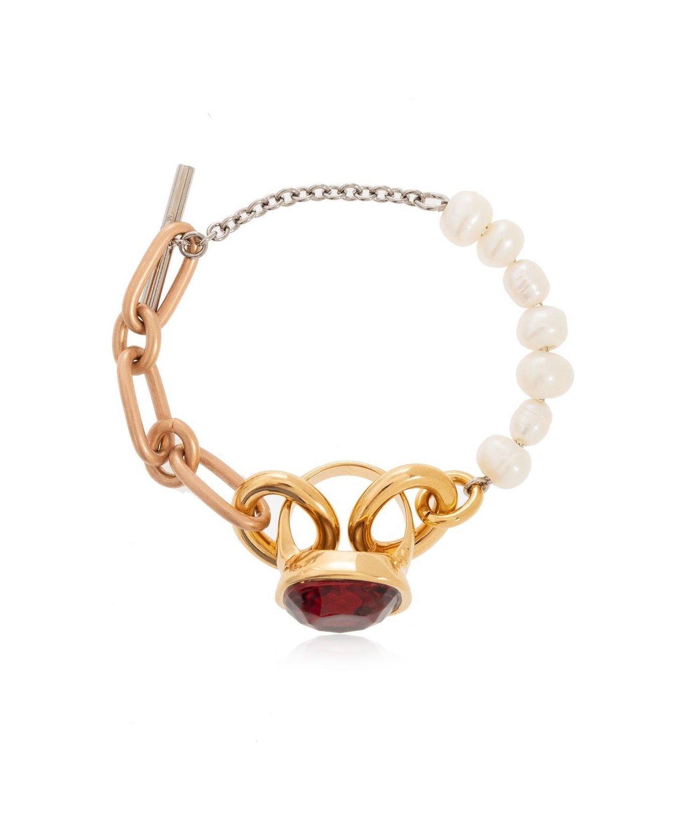 Marni Ring Pendant Chunky Chain Embellished Bracelet - Golden
