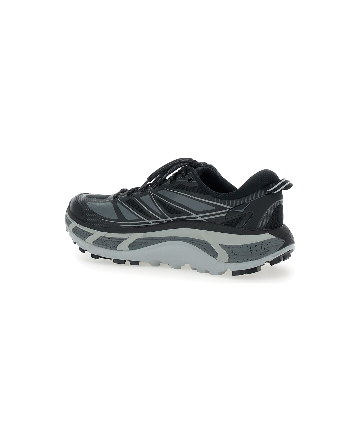 Hoka 'mafate Speed 2' Black Low Top Sneakers With Logo Print On The Side In Tech Fabric Unisex - Black