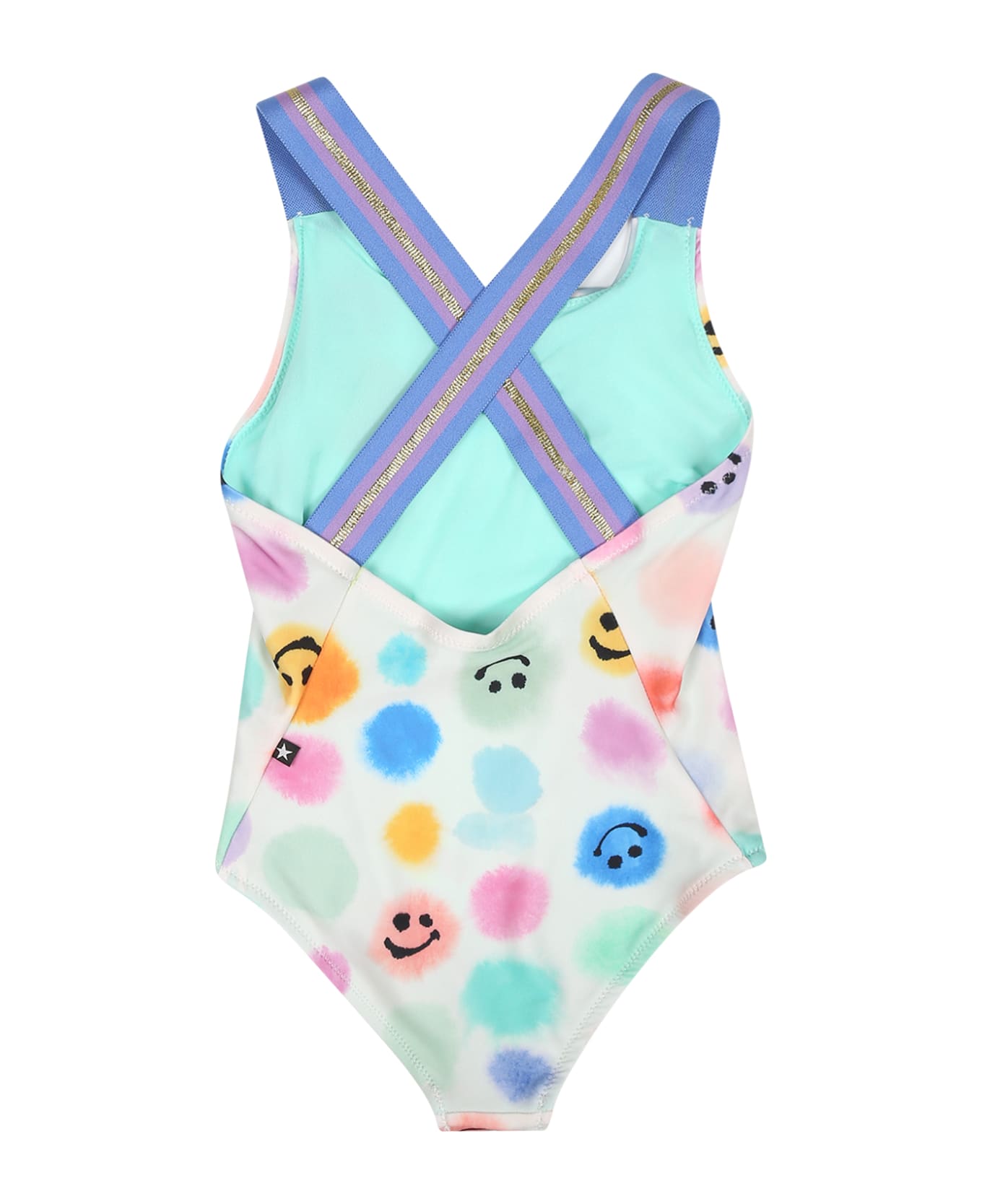 Molo White Swimsuit For Baby Girl With Polka Dots And Smiley - Multicolor 水着