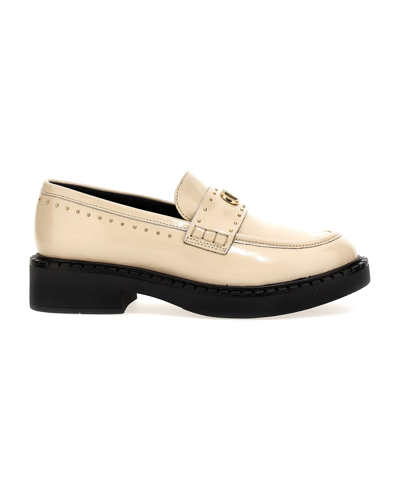 TwinSet Studded Logo Loafers - White/Black