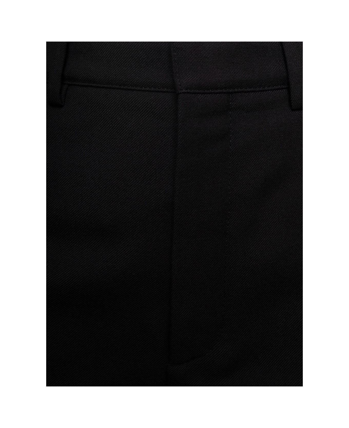 Saint Laurent Black Slim High Waisted Pants In Wool Woman - Black