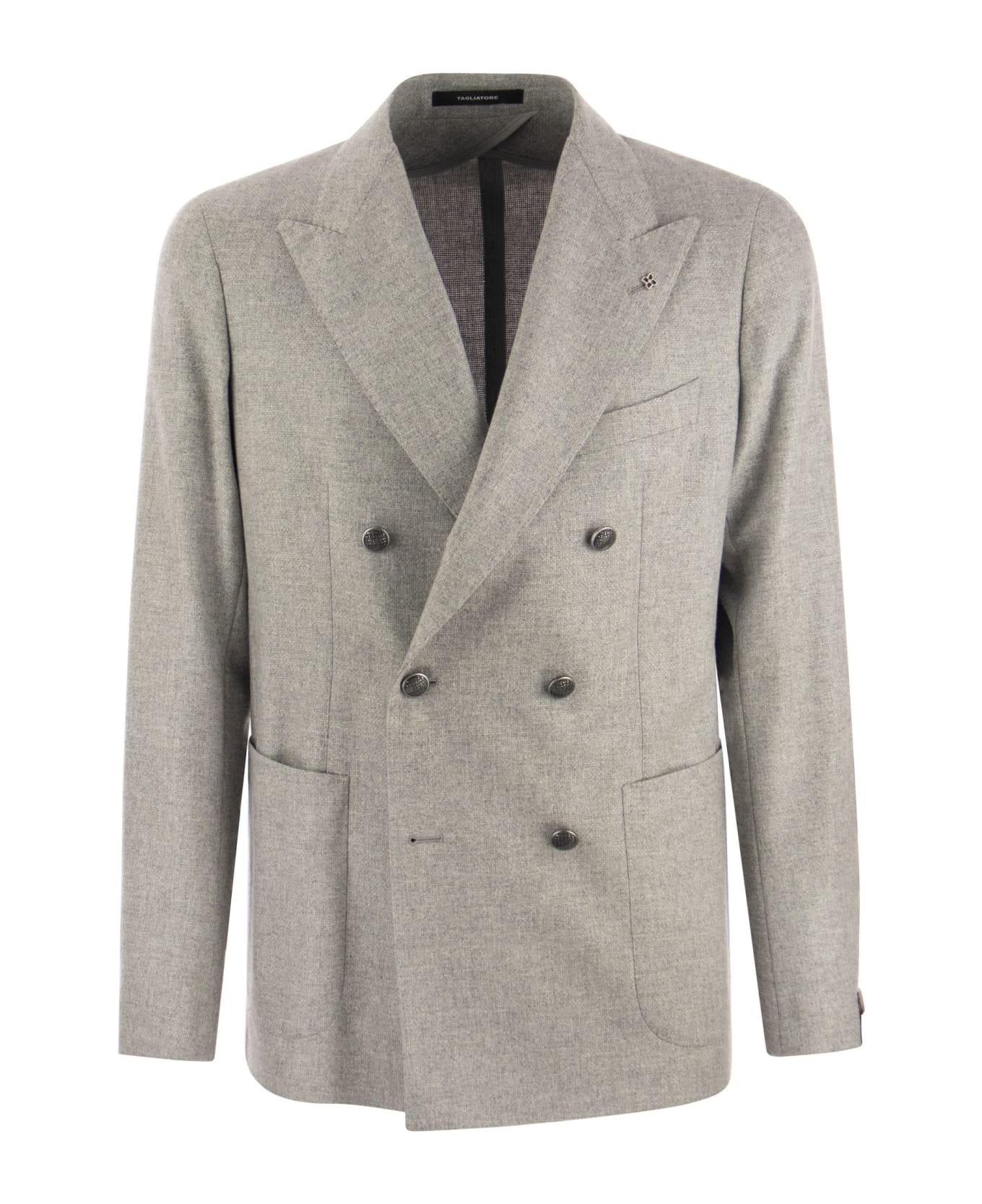 Tagliatore Montecarlo - Double-breasted Wool And Cashmere Jacket - Pearl
