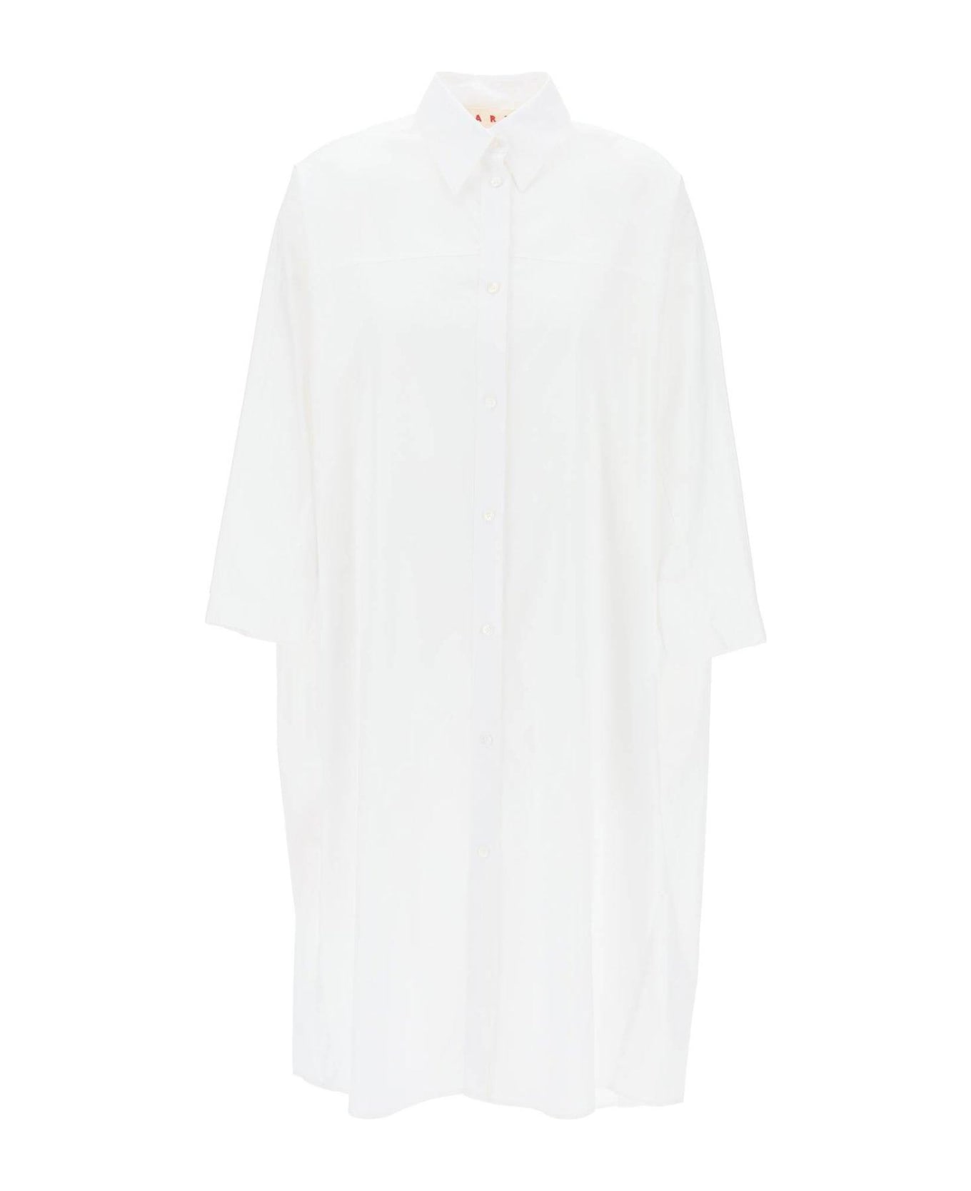 Marni Long-sleeved Midi Shirt Dress - White ワンピース＆ドレス