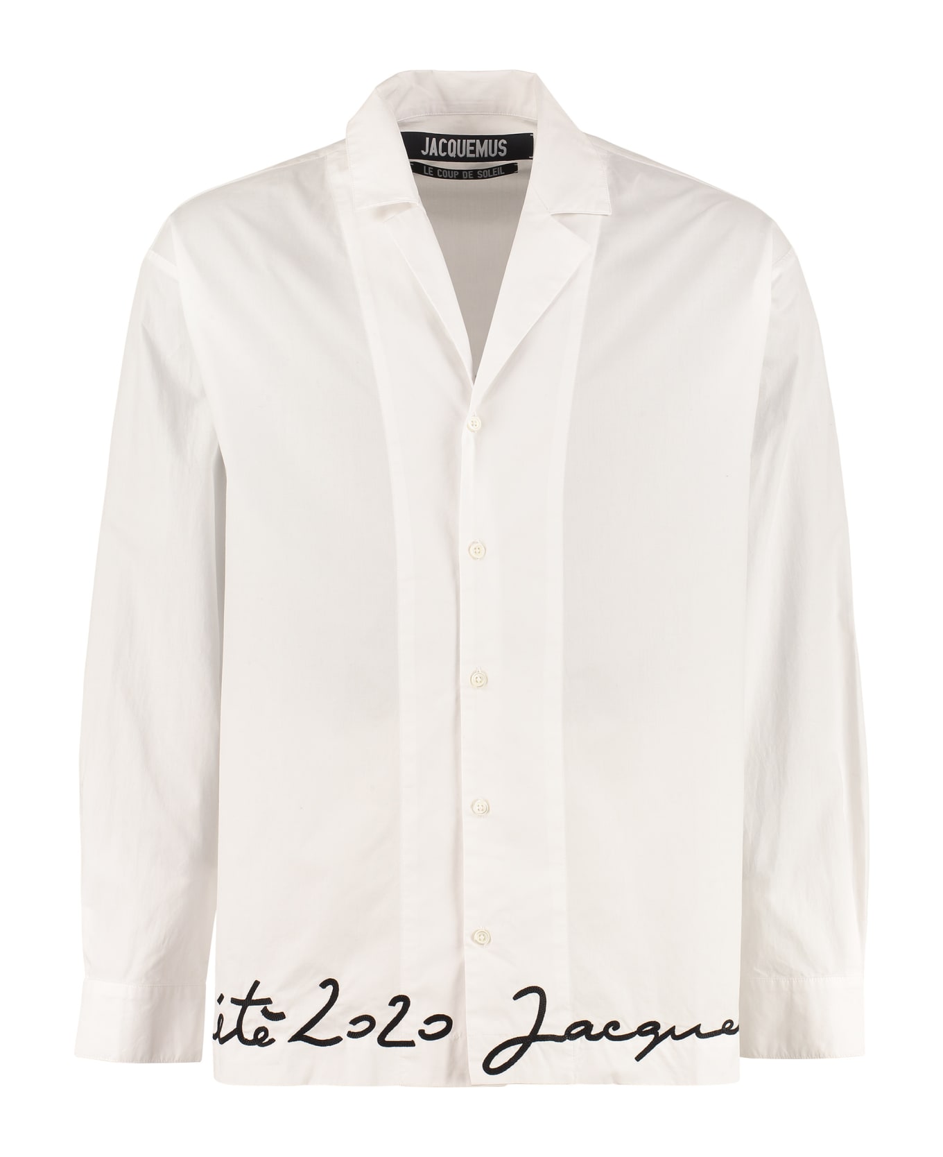 Jacquemus Coup De Soleil Long Sleeves Stretch Cotton Shirt - White