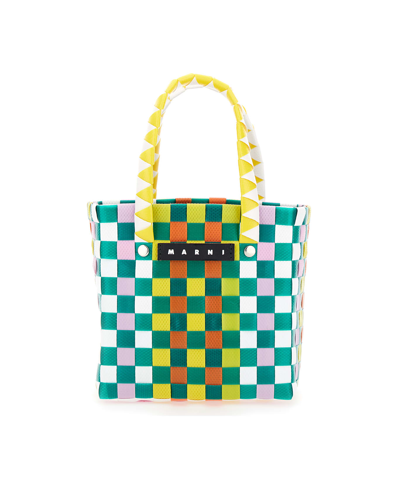 Marni 'basket' Multicolor Bag With Logo Plaque And Intreccio-motif In Polypropylene Girl - Multicolor アクセサリー＆ギフト