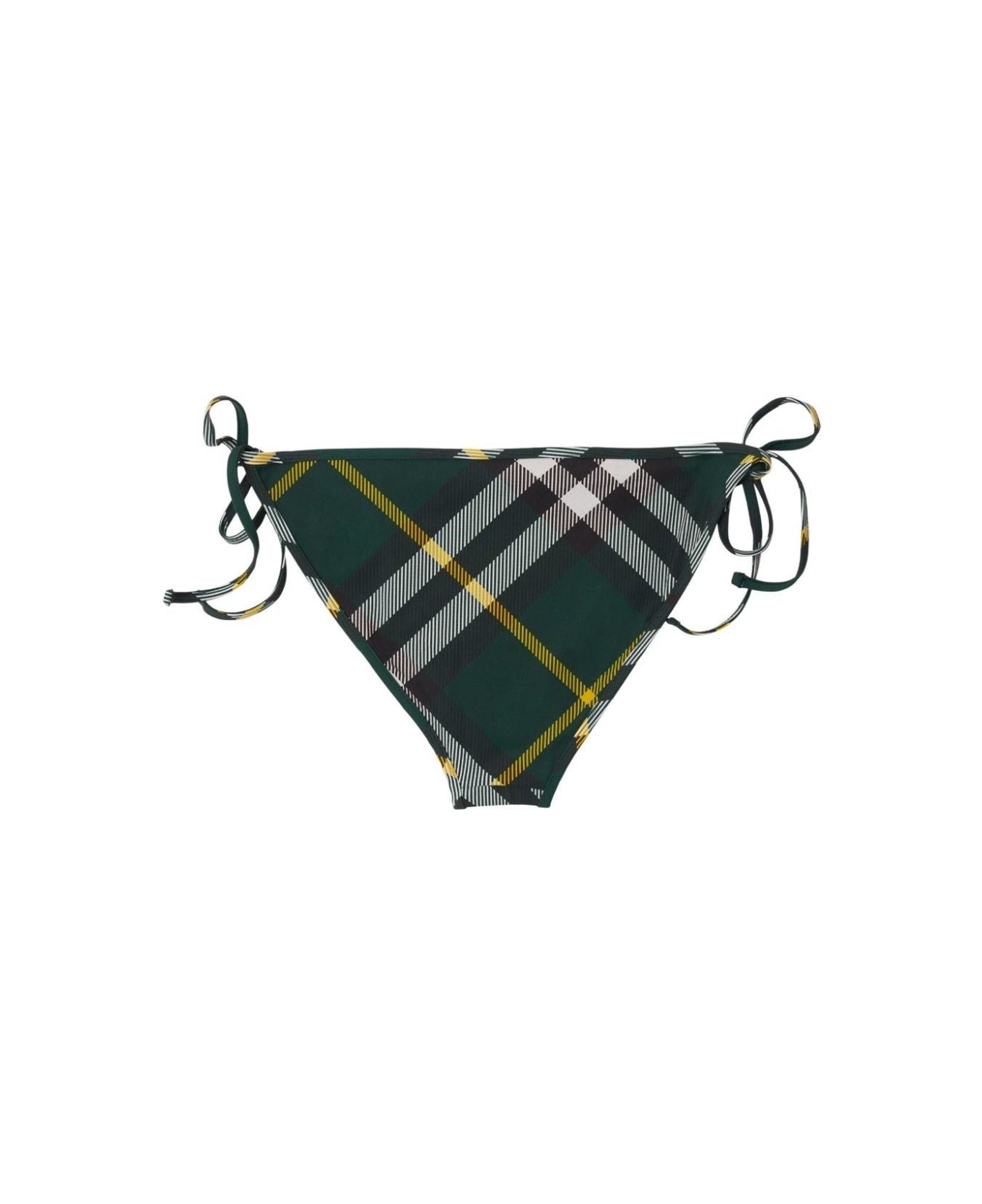 Burberry Checked Side-tied Bikini Bottoms - Green