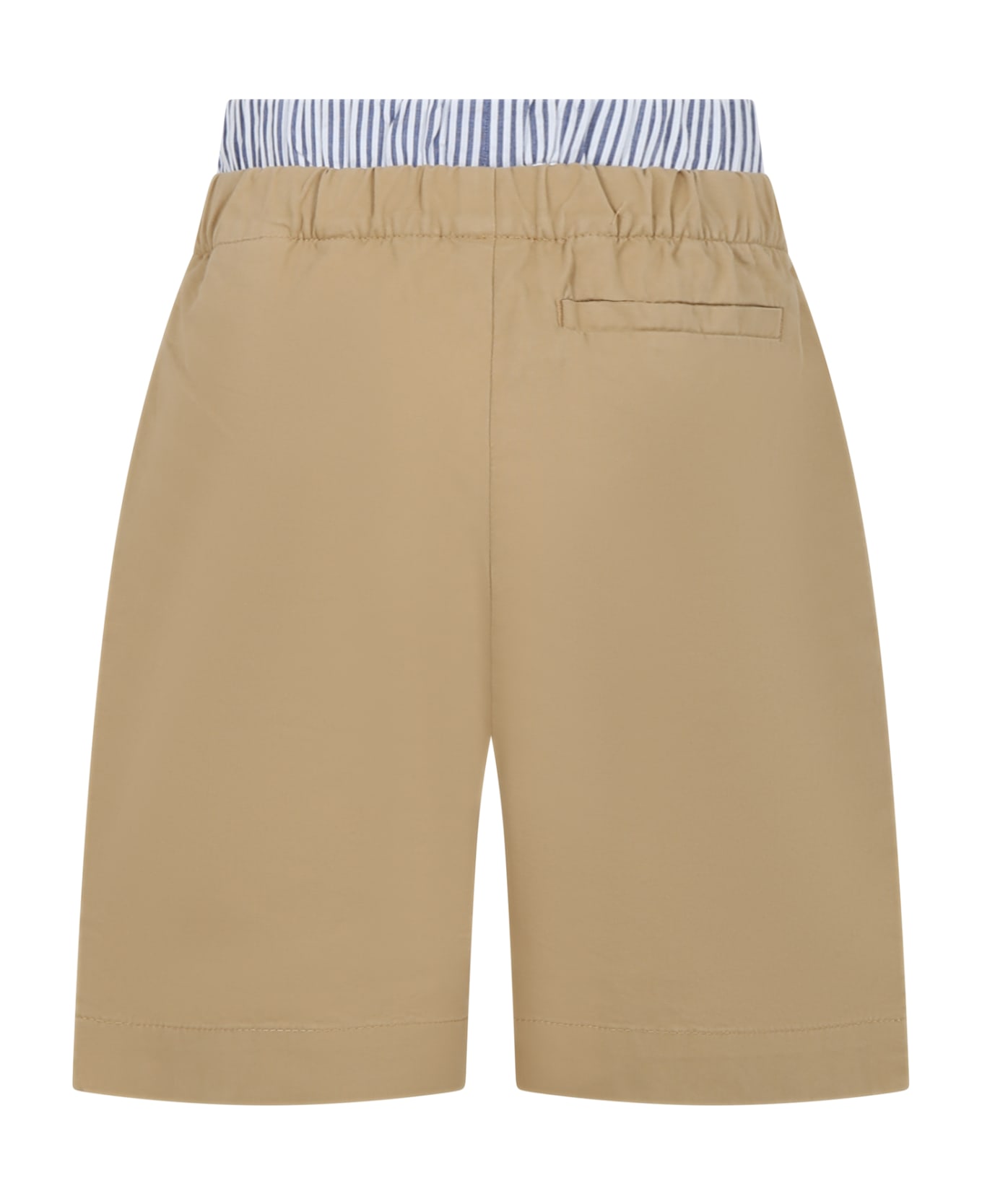 Off-White Beige Shorts For Boy With Logo - Beige/blu ボトムス