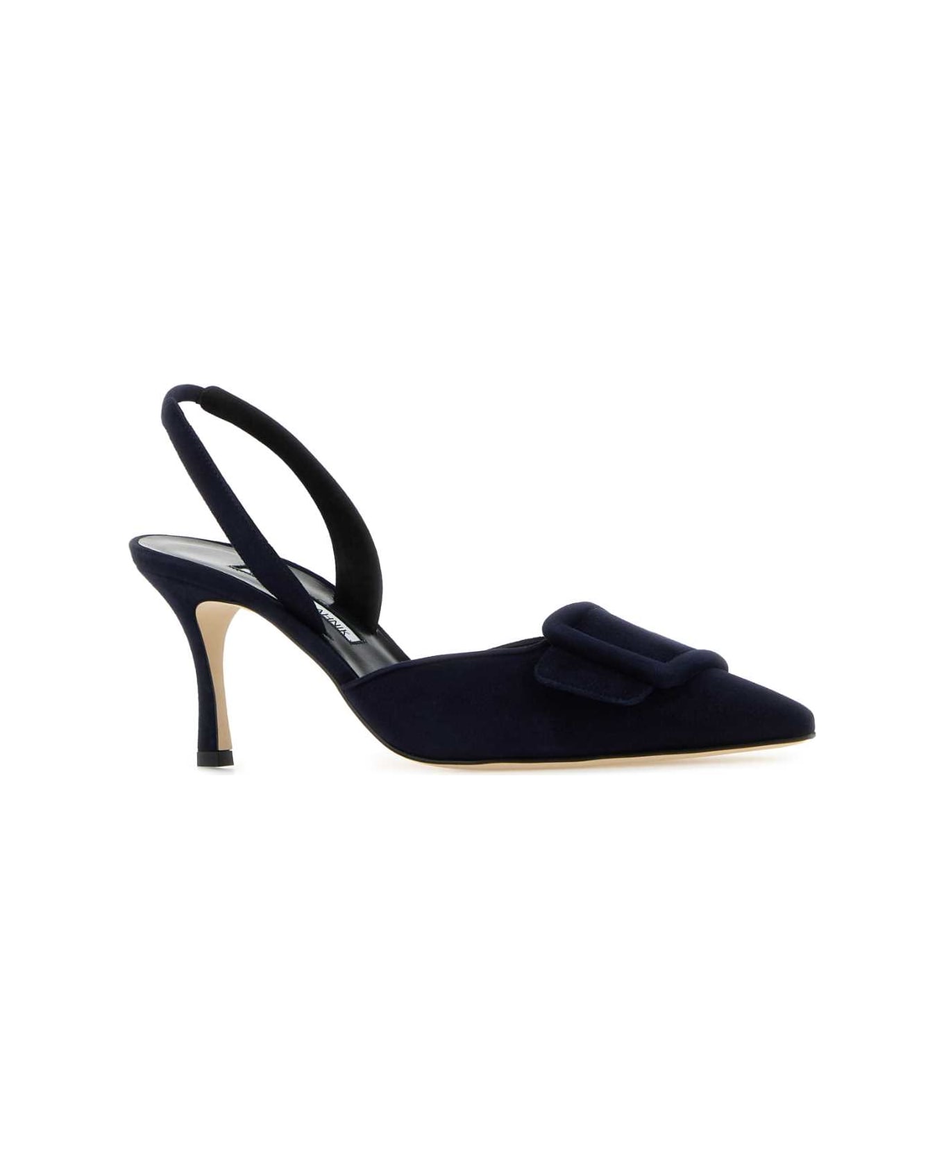 Manolo Blahnik Navy Blue Suede Maysli Pumps - NAVY