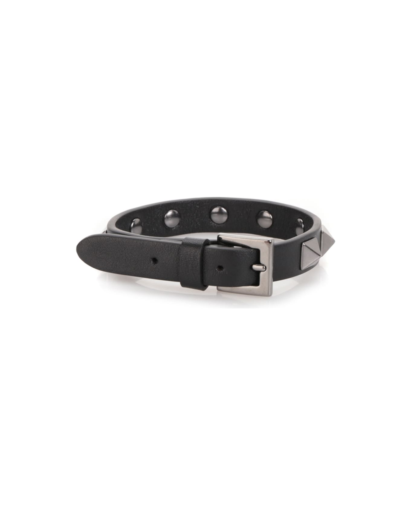 Valentino Garavani Black Leather Bracelet - Black