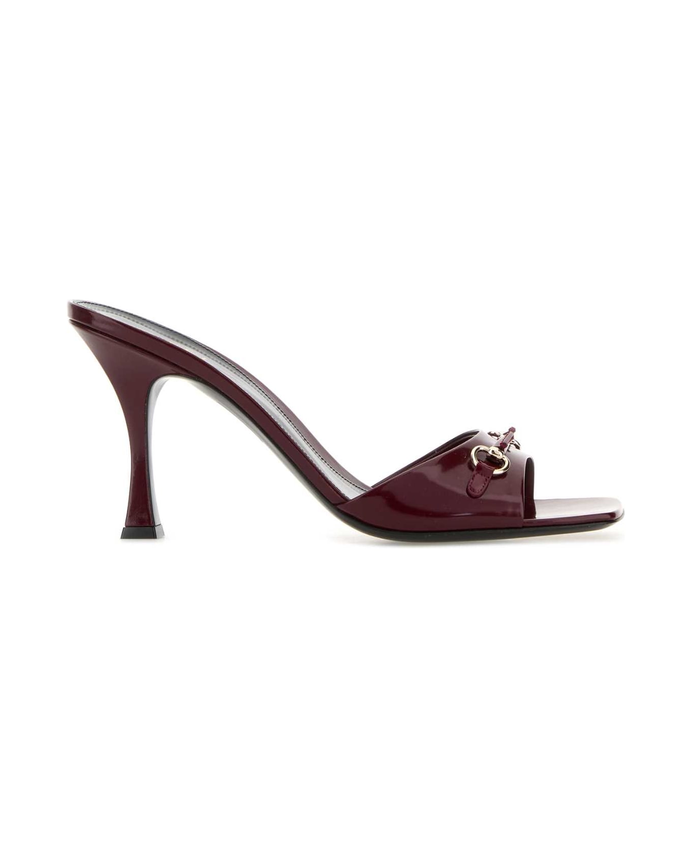 Gucci Burgundy Leather Mules - ROSSO