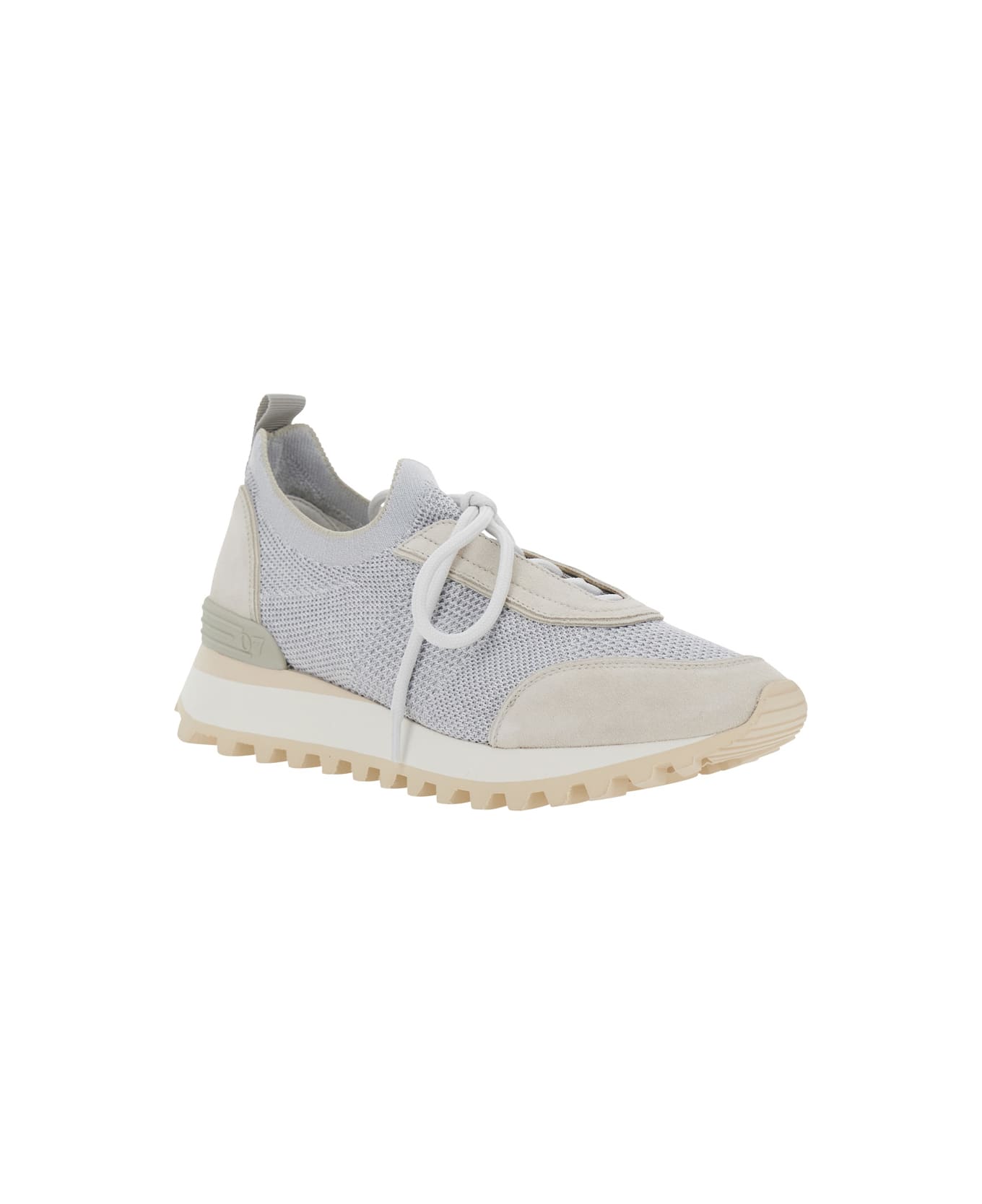 Eleventy Grey Sneakers With Knitted Upper And Chunky Sole In Fabric And Suede Man - Grey