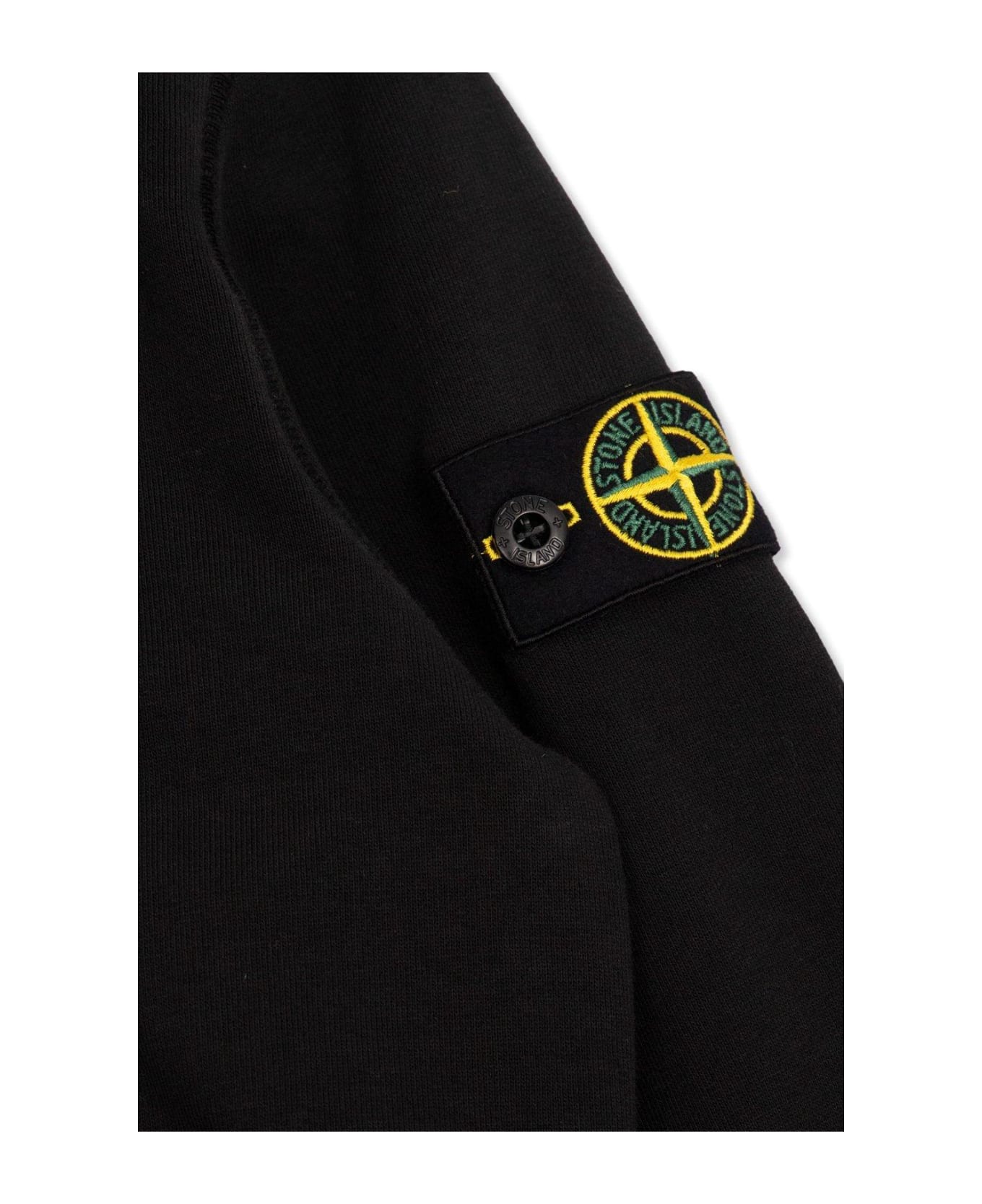 Stone Island Compass-patch Zip-up Hooded Jacket - BLACK