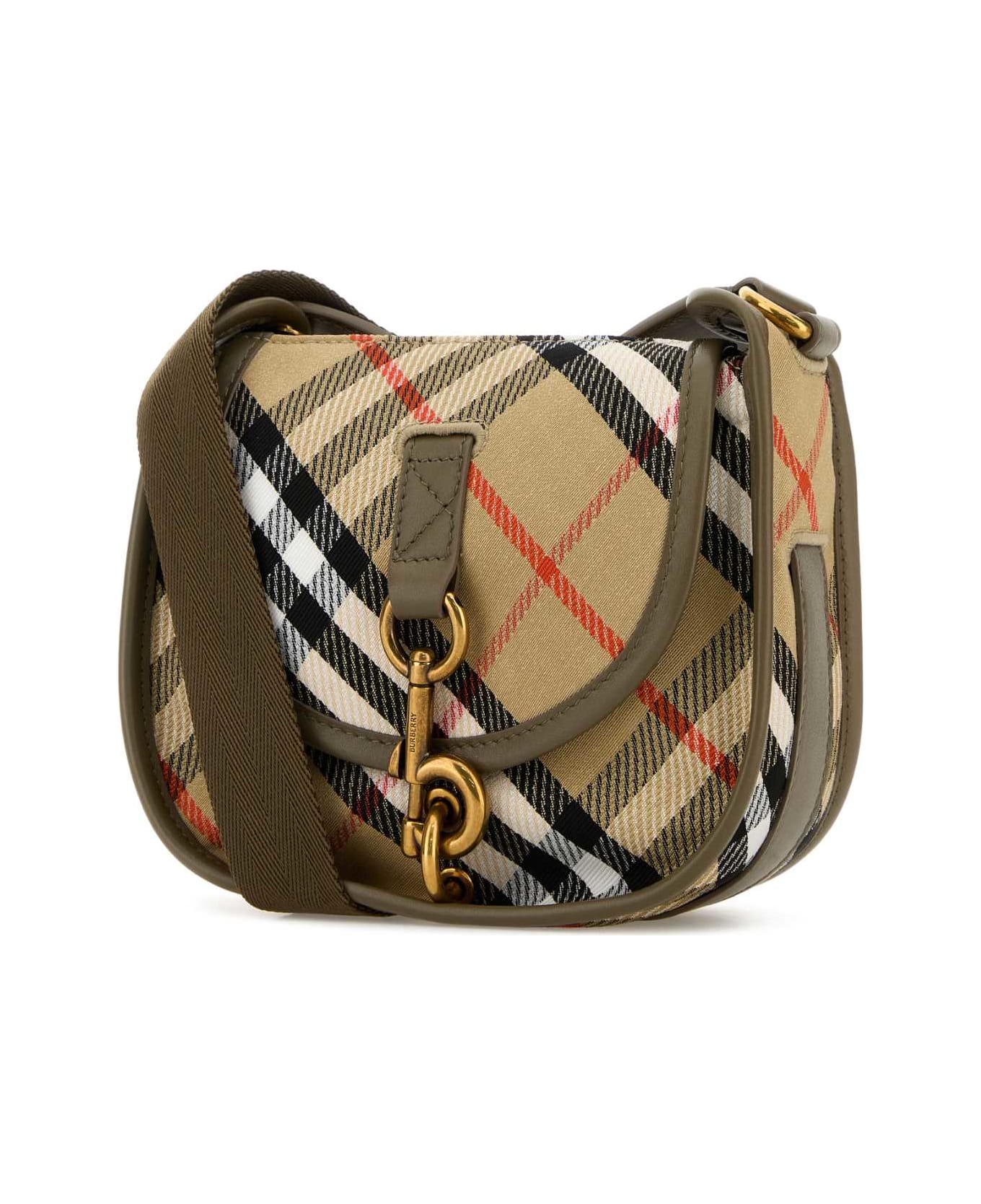 Burberry Embroidered Canvas Mini Messenger B Clip Crossbody Bag - SAND