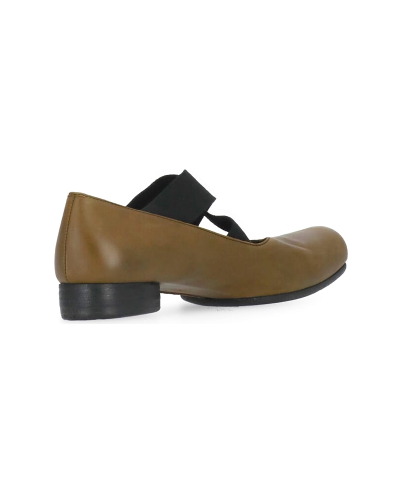 Uma Wang Dark Green And Black Leather Ballet Flats - DARK OLIVE/BLACK