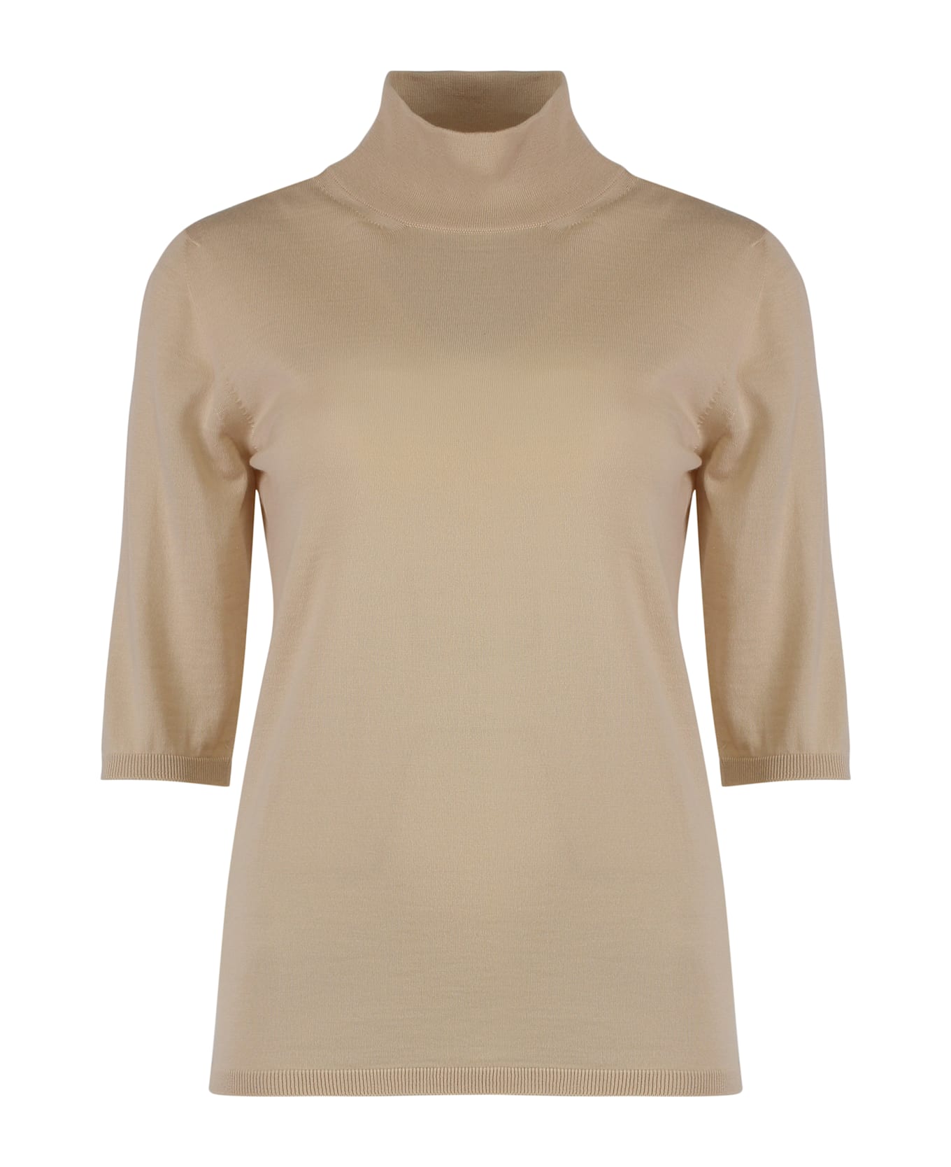 Max Mara Cecina Virgin Wool Turtleneck Sweater - Beige