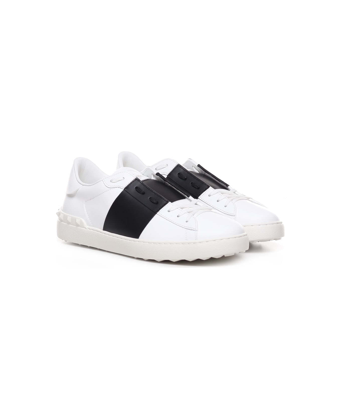 Valentino Garavani Smooth Leather Open Sneakers - WHITE, black
