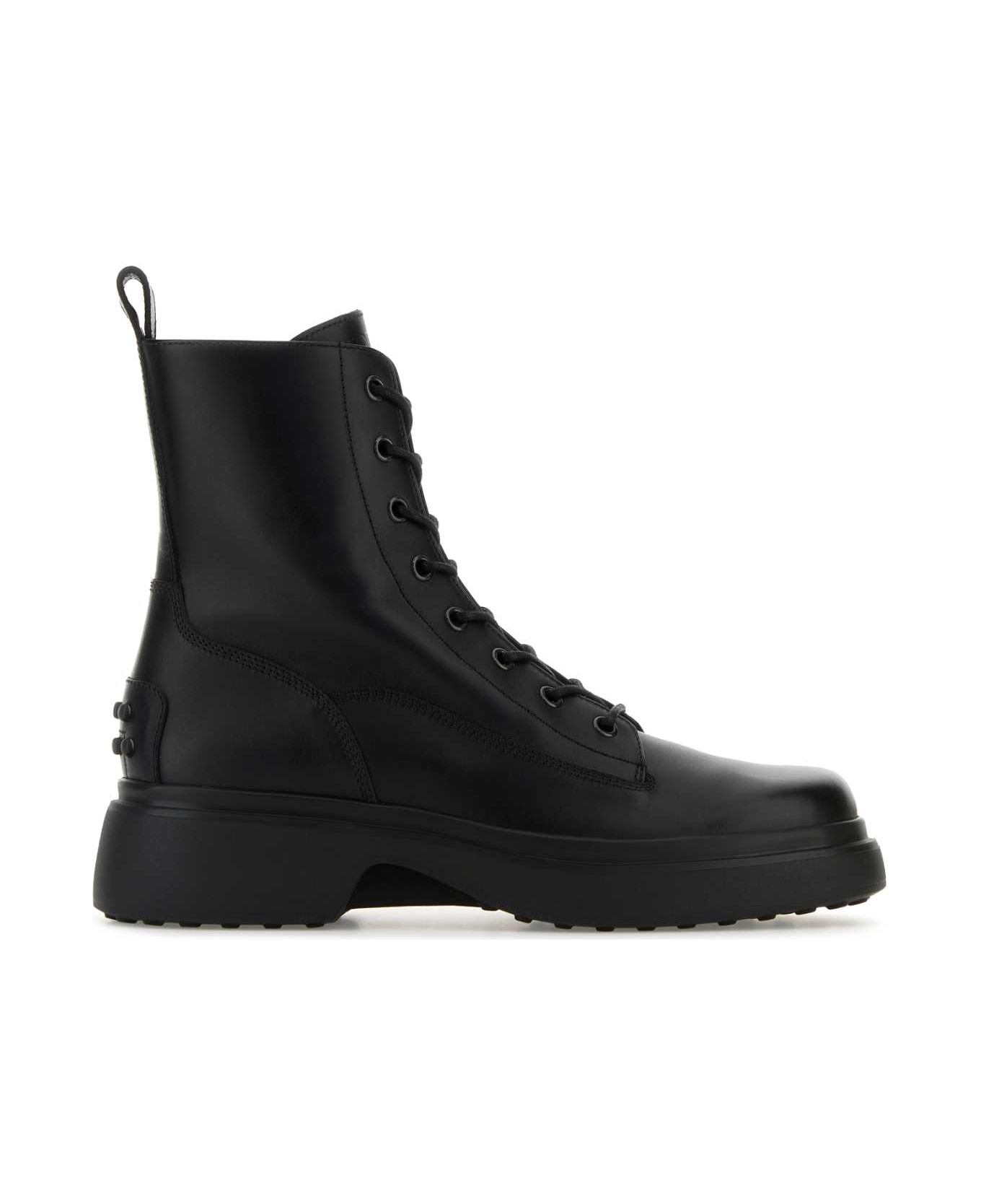 Tod
s Black Leather Ankle Boots - NERO