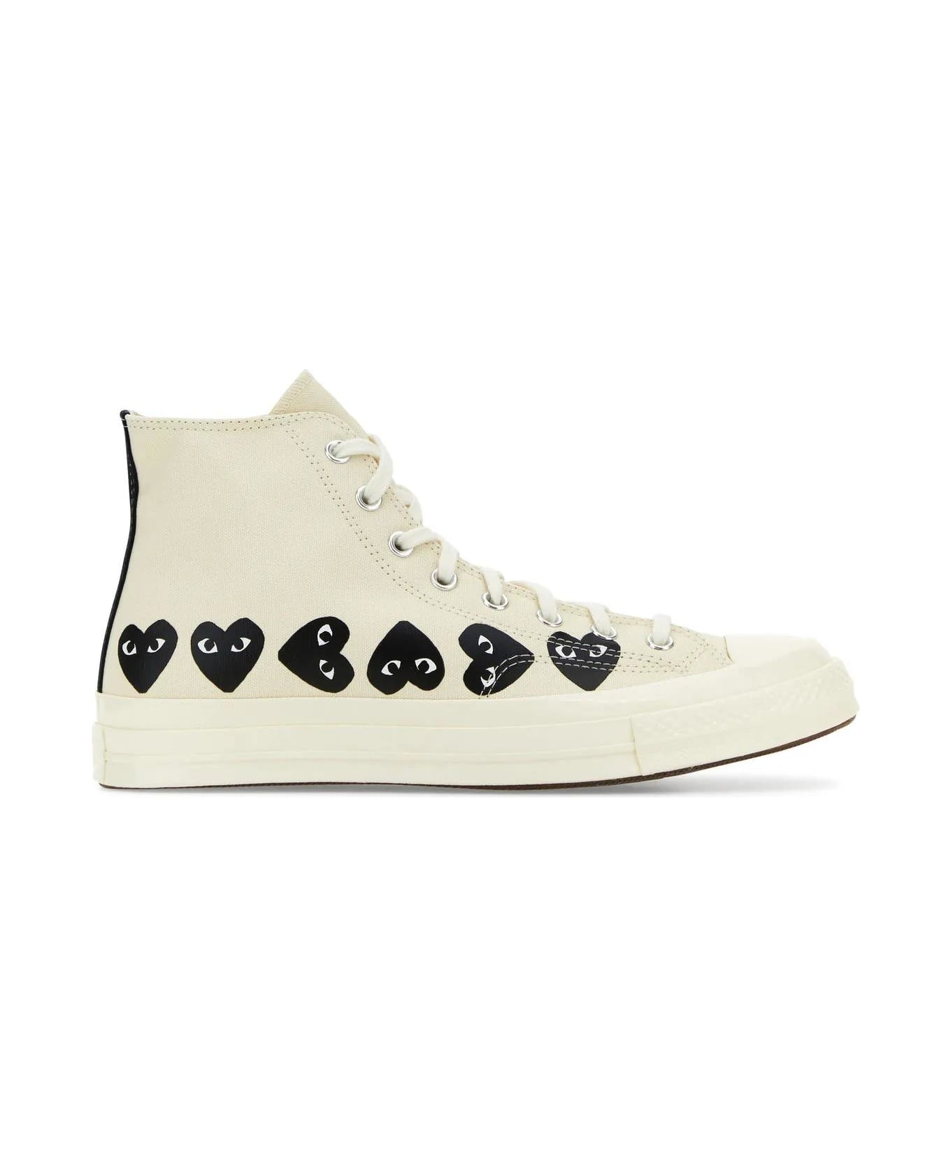 Comme des Garçons Play Ivory Canvas Comme Des Garçons X Converse Sneakers - White