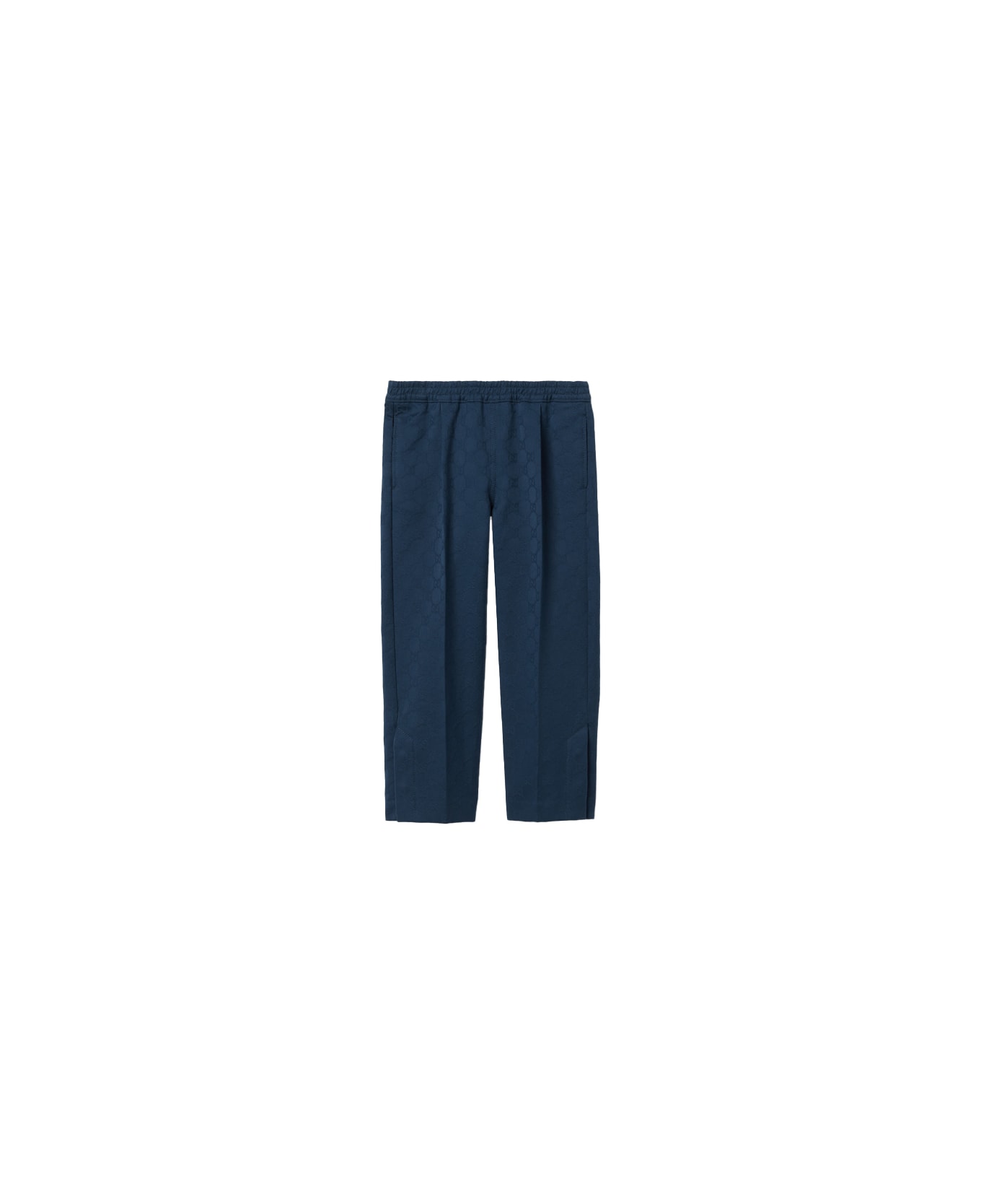 Gucci Dark Blue Trousers With Web Detail - Blue