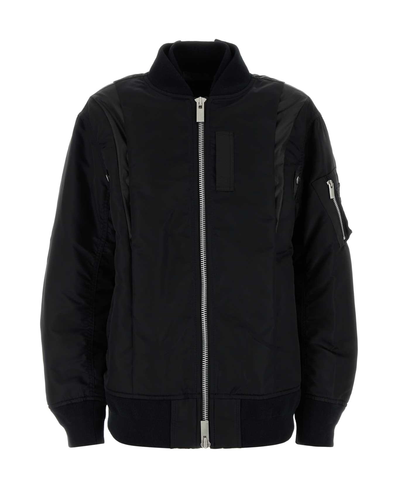 Sacai Black Nylon Bomber Jacket - BLACK