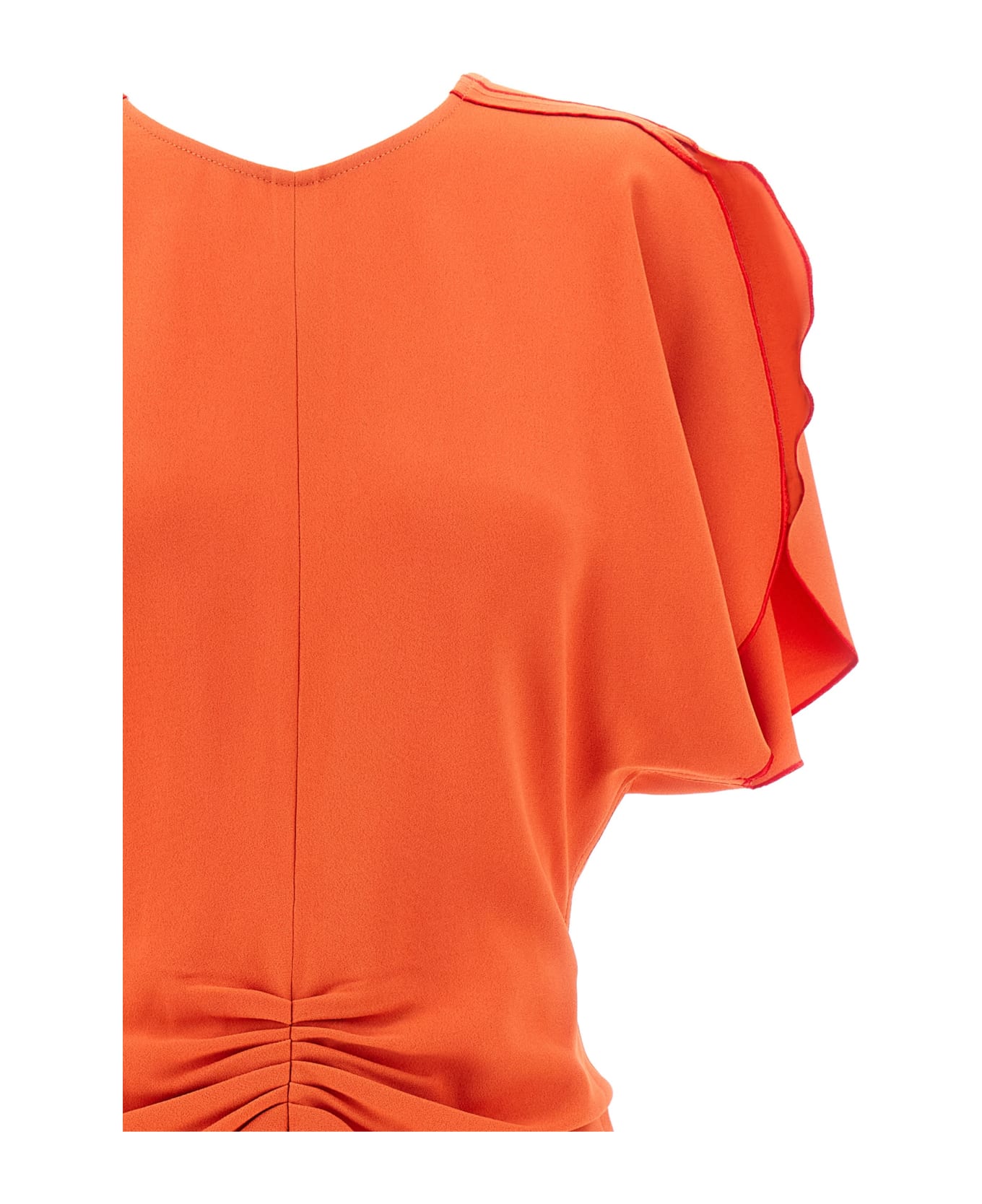 Victoria Beckham 'gathered Waist' Midi Dress - Orange